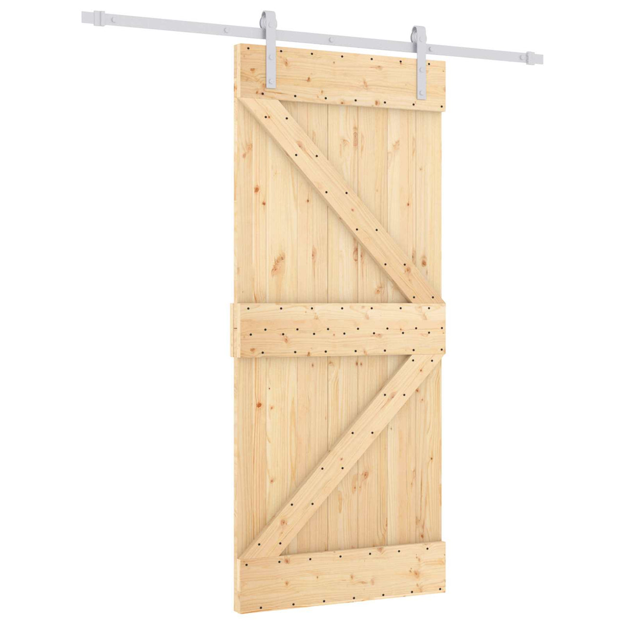 Porte coulissante naturel et blanc 90 x 210 cm 