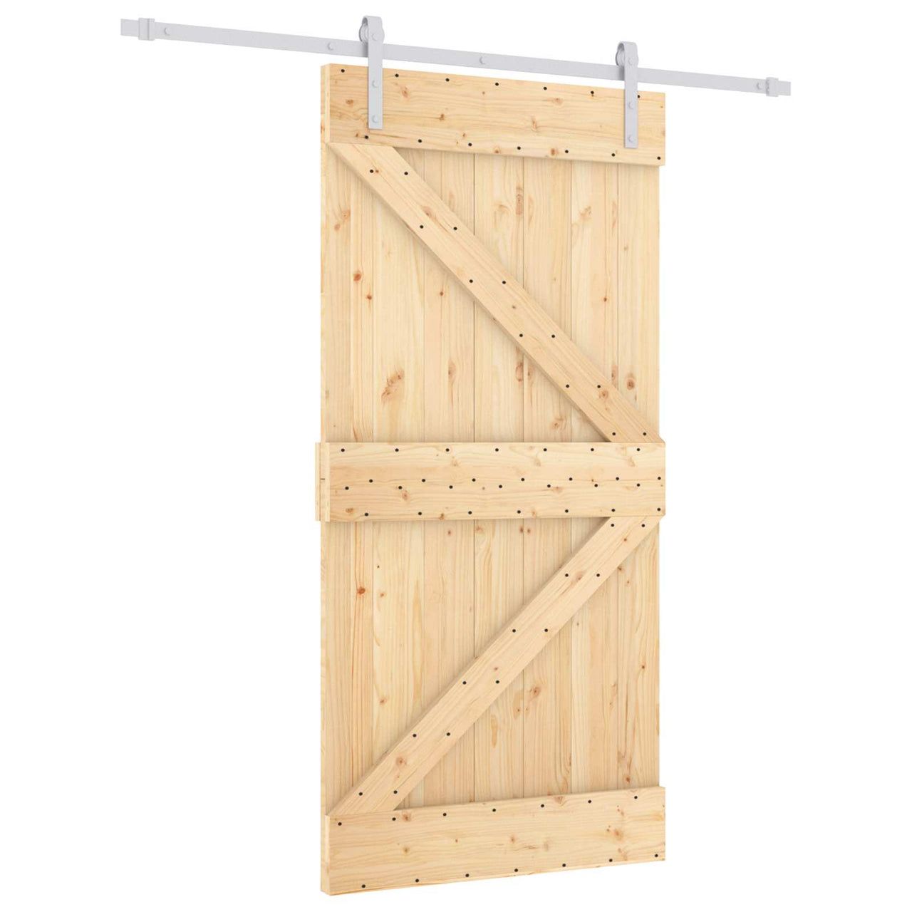 Porte coulissante naturelle et blanche 100 x 210 cm 