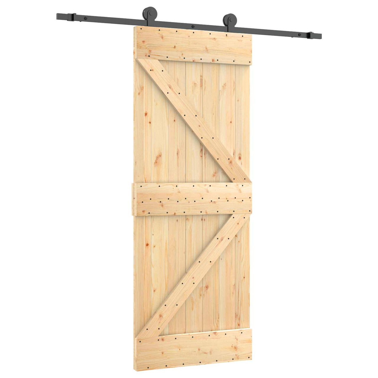 Porte coulissante naturelle et noire 70 x 210 cm 