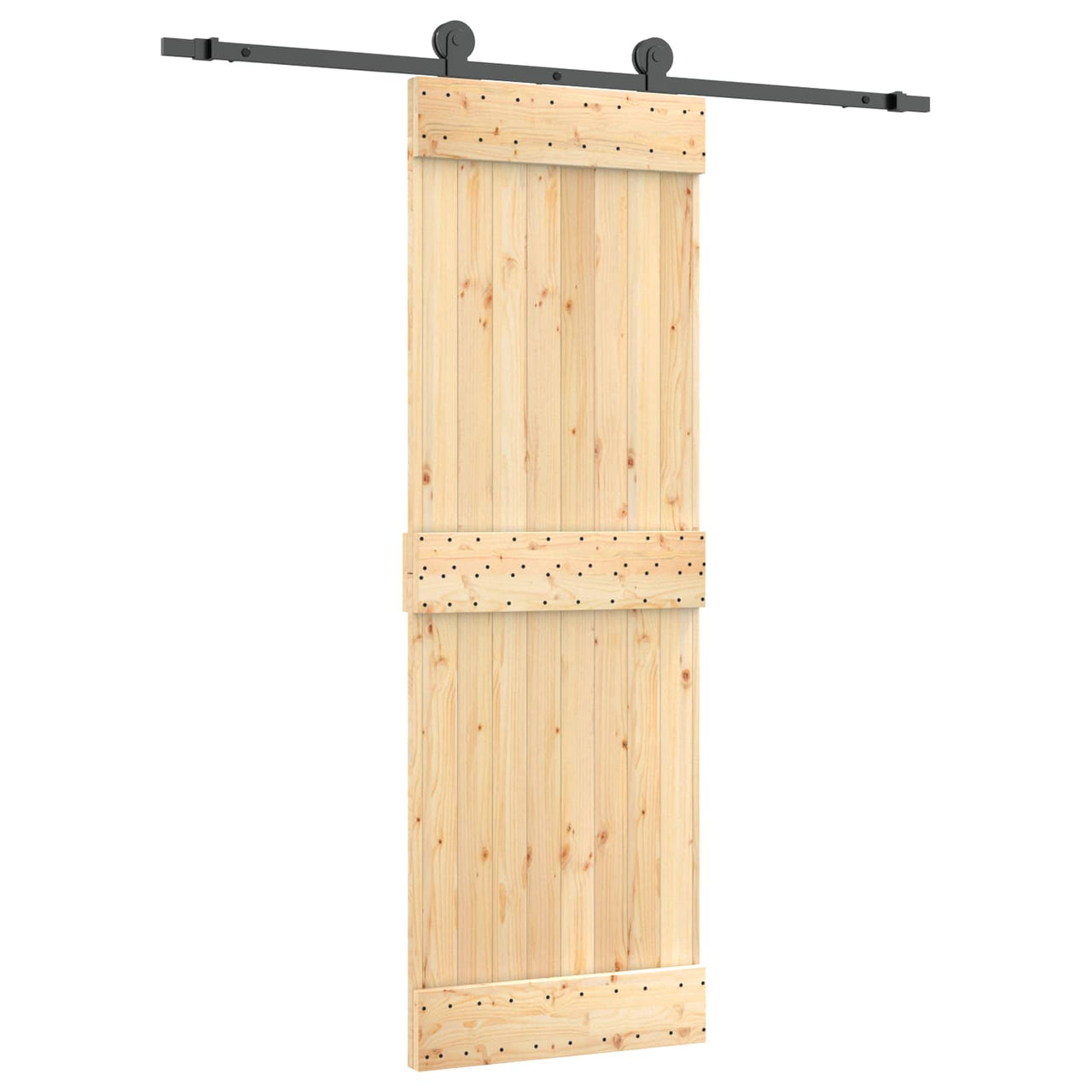 Porte coulissante naturelle et noire 70 x 210 cm 