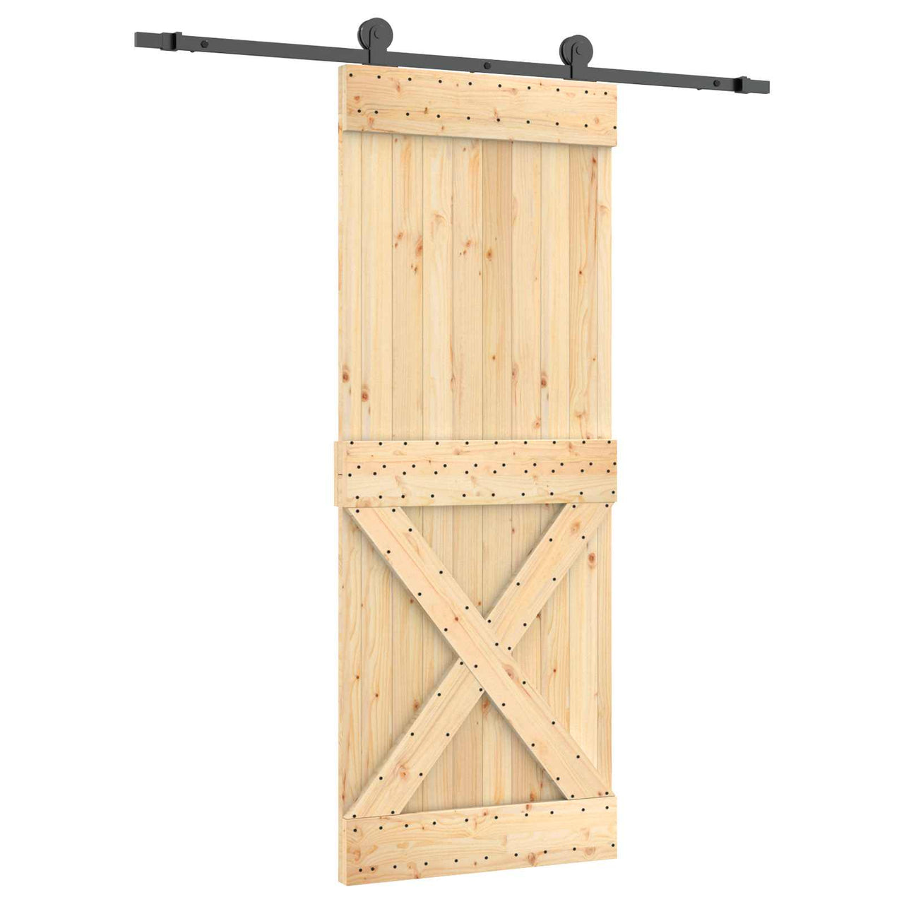 Porte coulissante naturelle et noire 80 x 210 cm 
