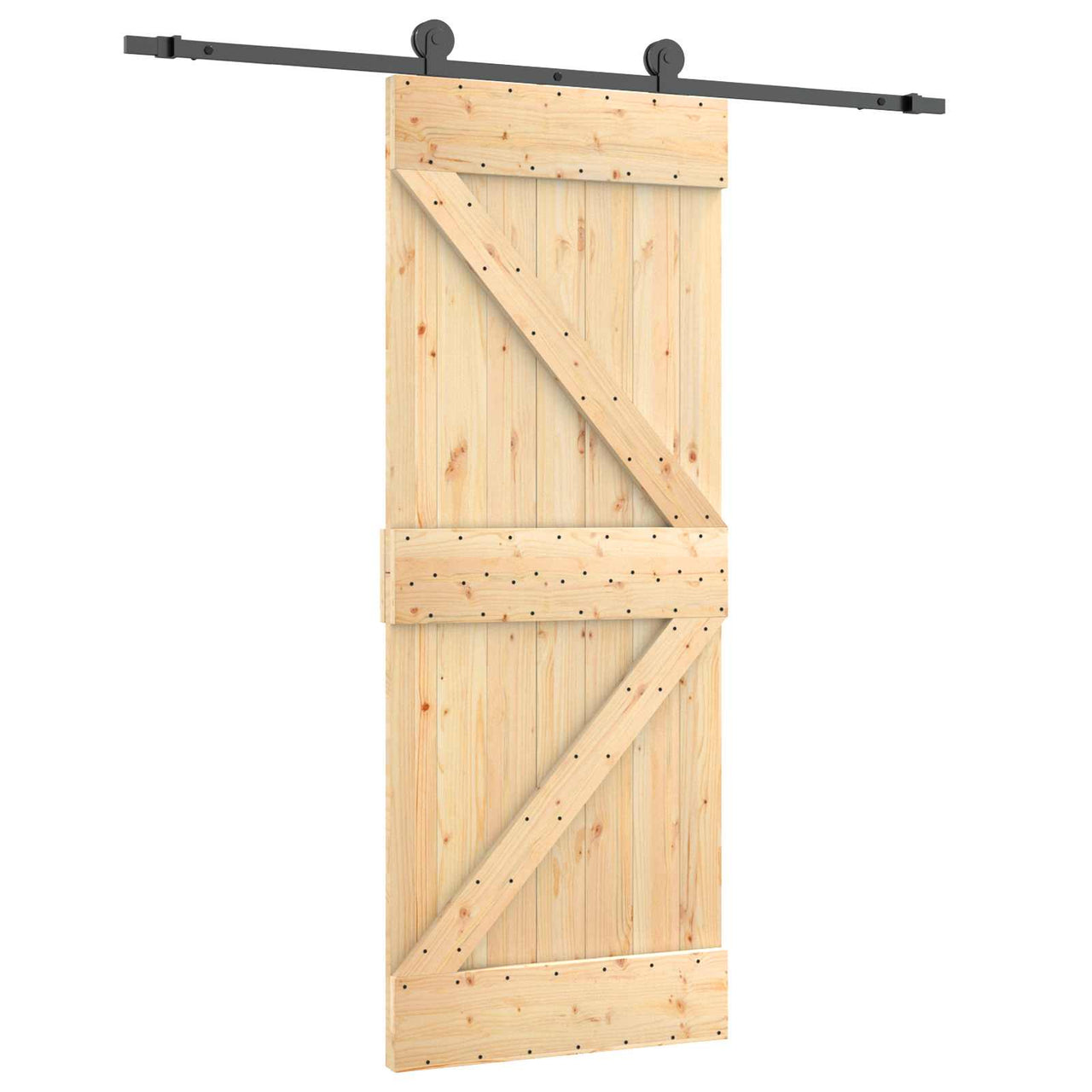 Porte coulissante naturel et noir 70 x 210 cm 