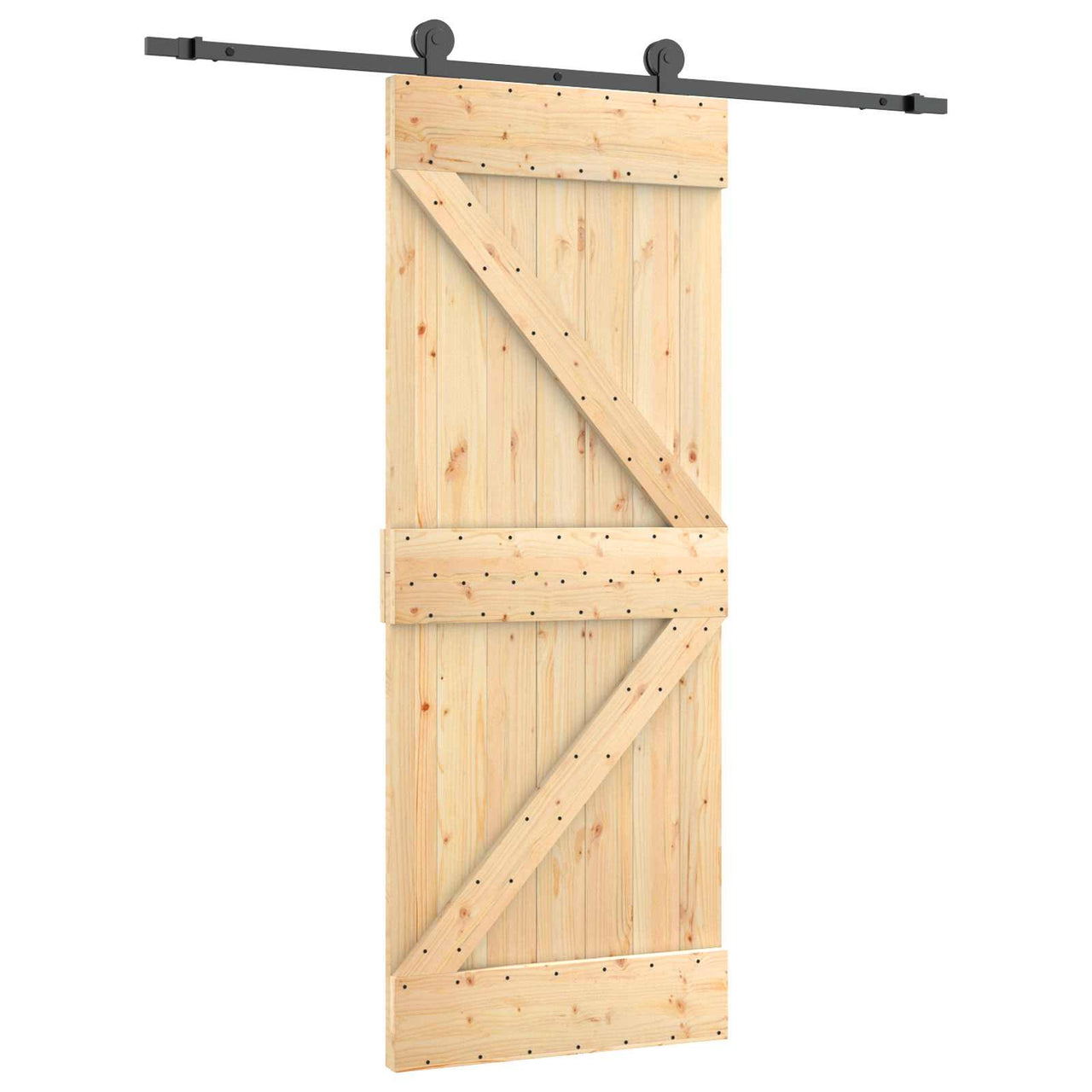 Porte coulissante naturelle et noire 85 x 210 cm 