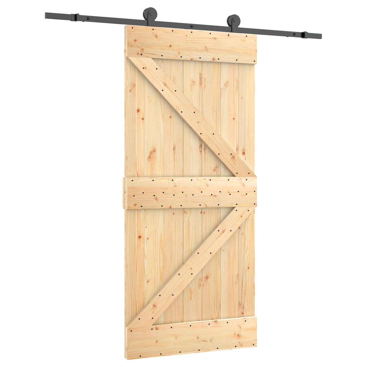 Porte coulissante Naturel et noir 95 x 210 cm 