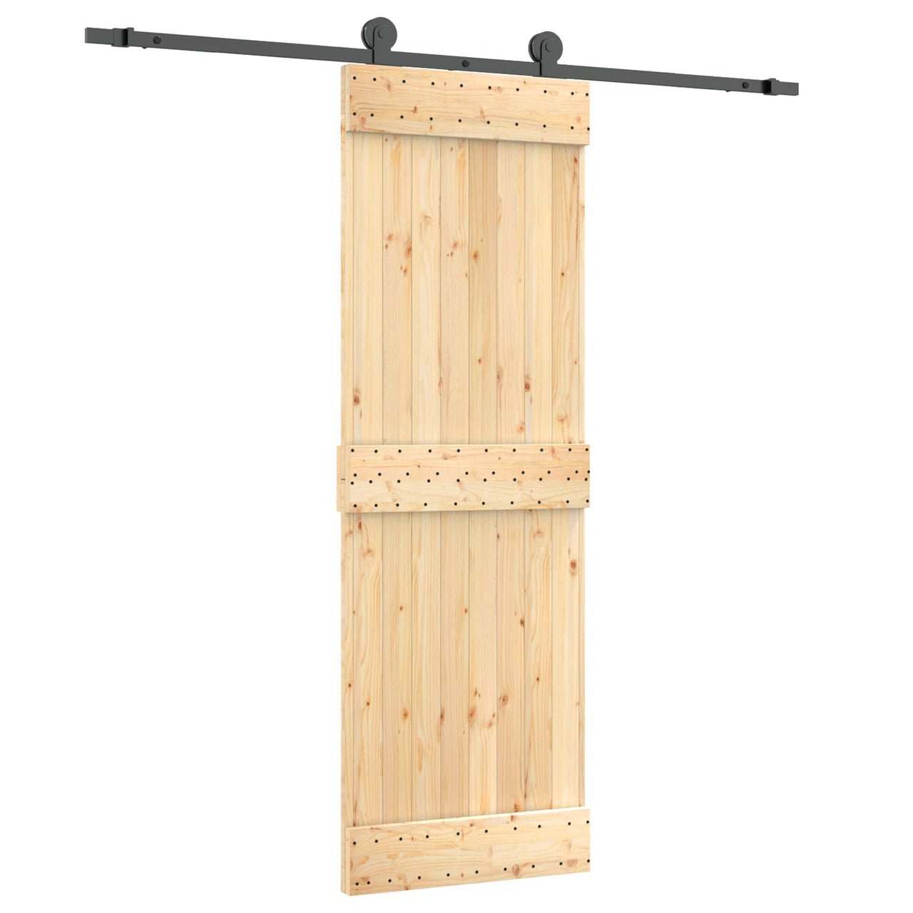Porte coulissante en bois de pin naturel et noir 70 x 210 cm 