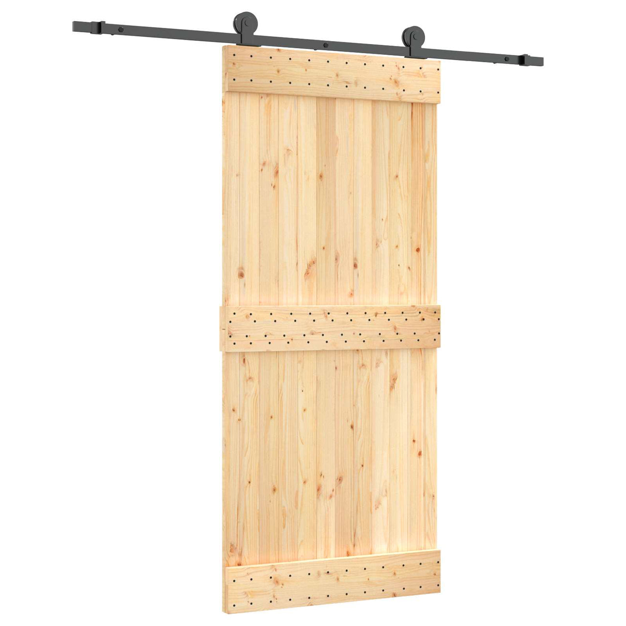 Porte coulissante naturelle et noire 90 x 210 cm 