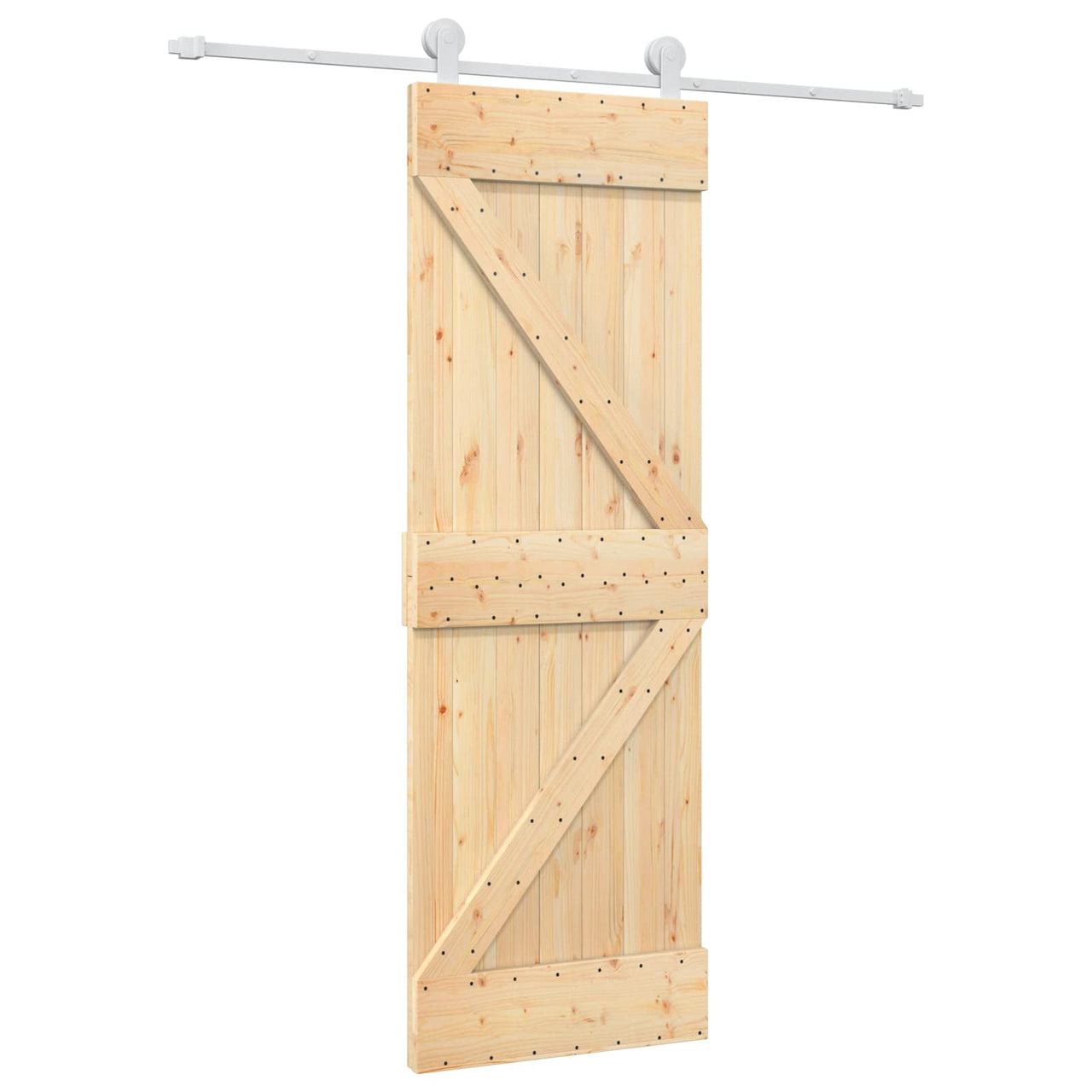 Porte coulissante naturelle et blanche 70 x 210 cm 