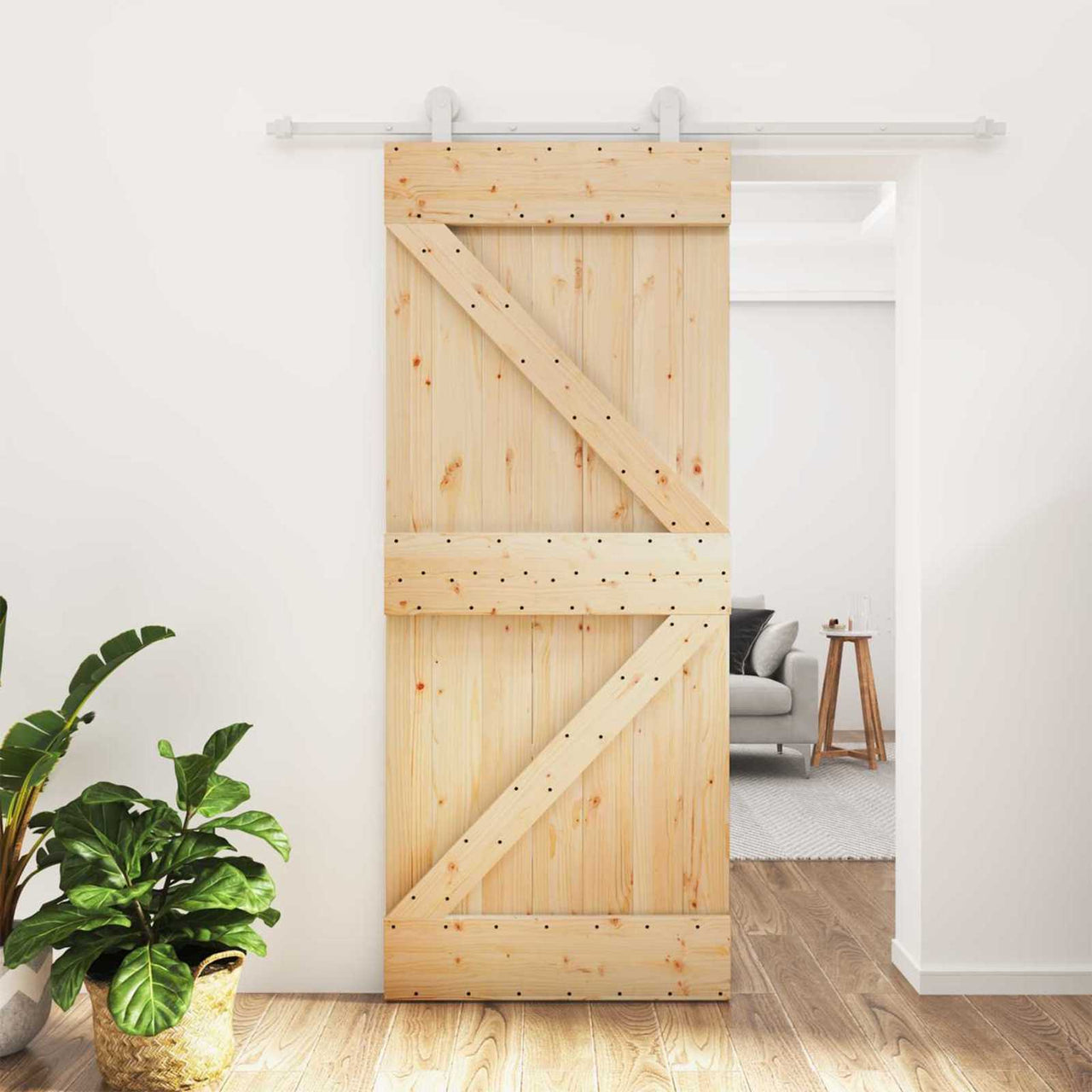 Puerta Corredera Natural y Blanco 85 x 210 cm