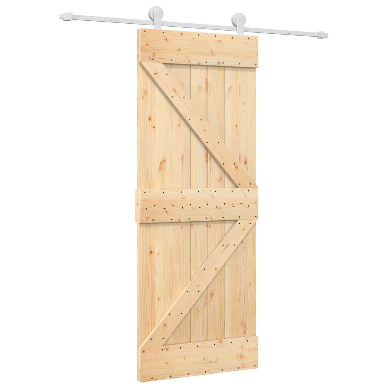 Porte coulissante naturelle et blanche 80 x 210 cm 