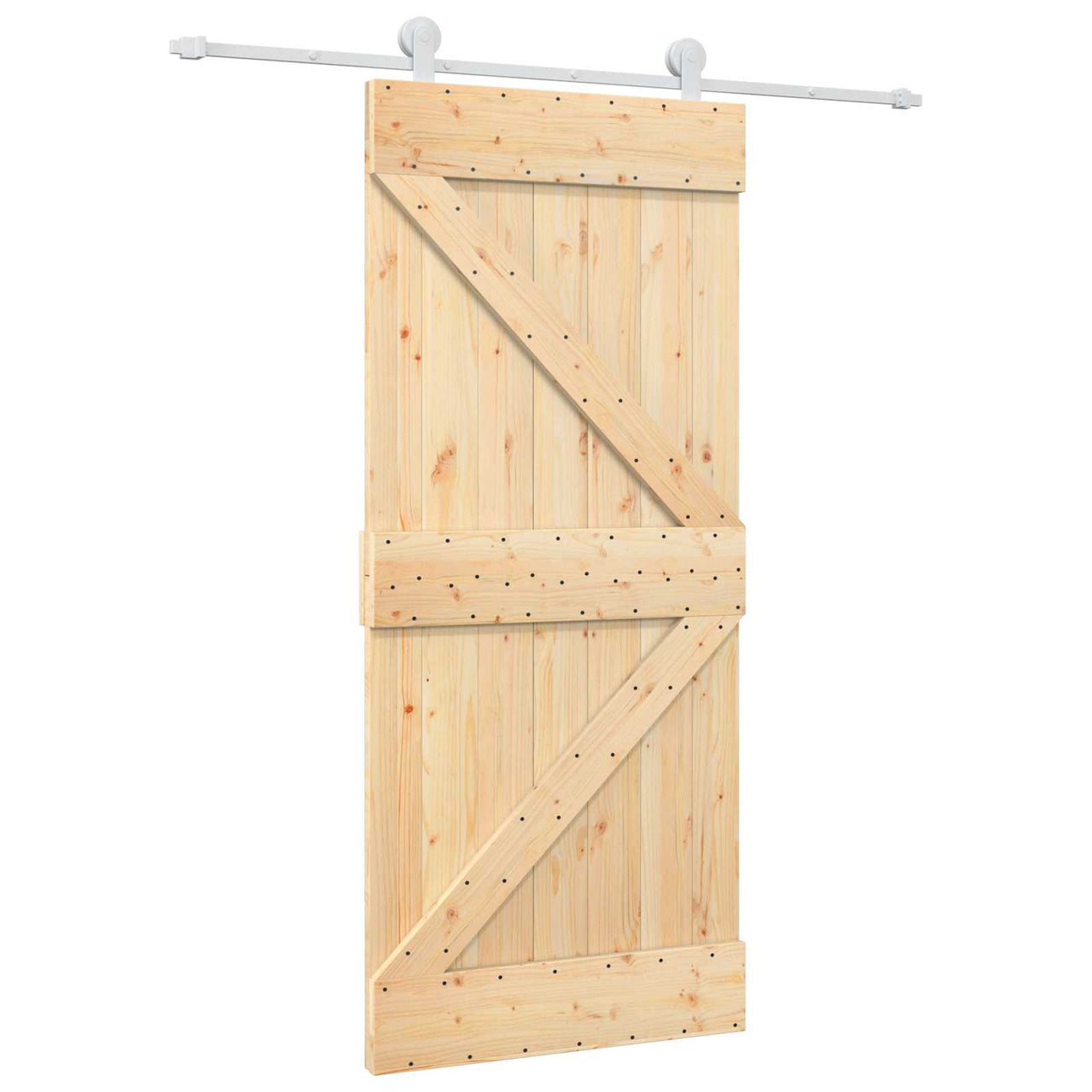Porte coulissante naturelle et blanche 90 x 210 cm 