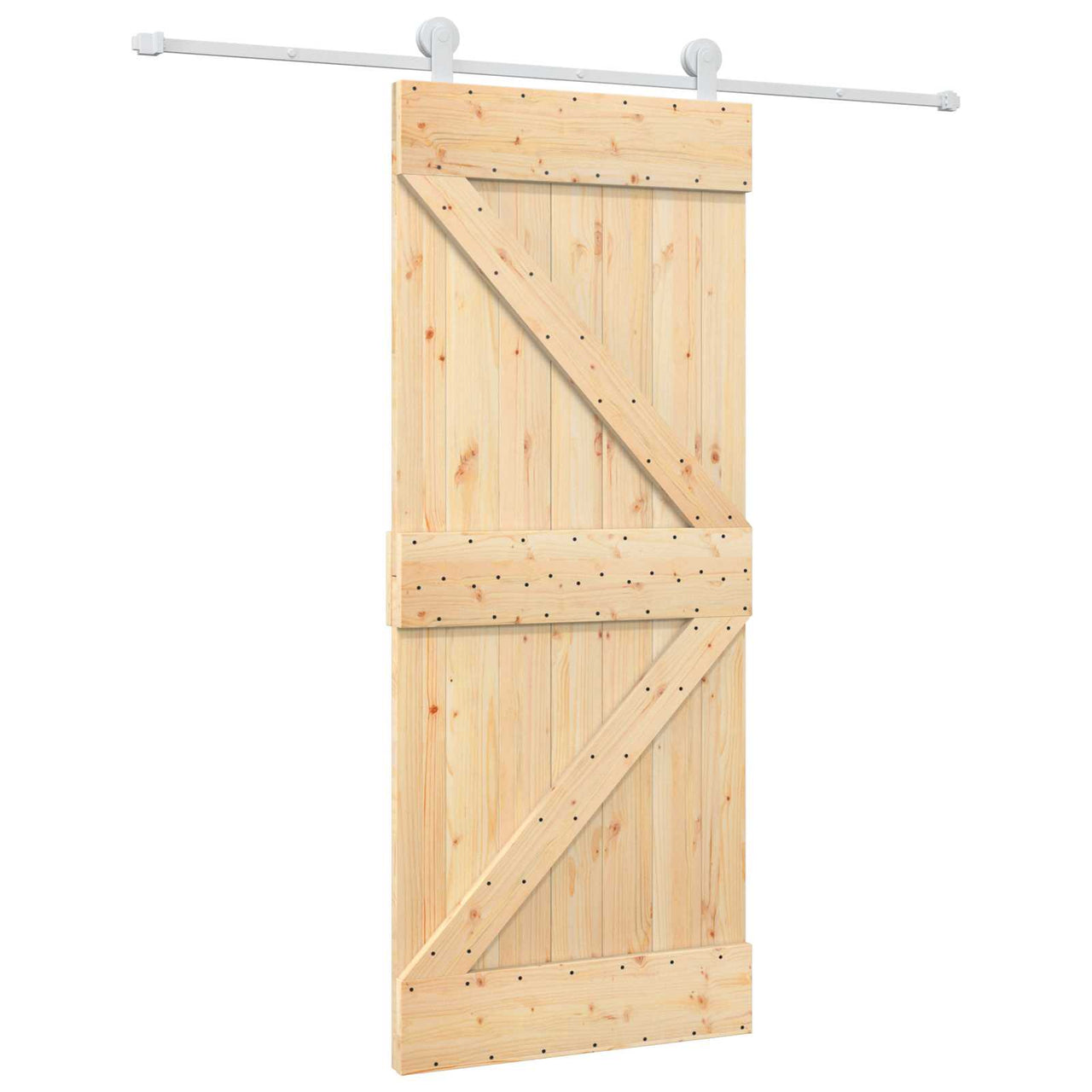 Porte coulissante naturelle et blanche 85 x 210 cm 