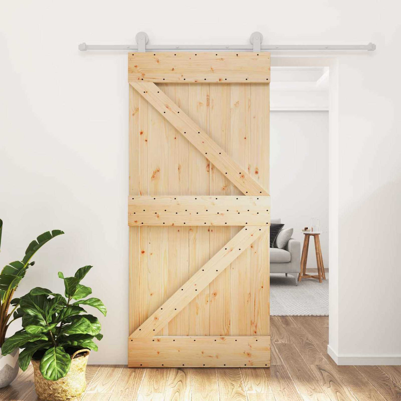 Puerta Corredera Natural y Blanco 95 x 210 cm