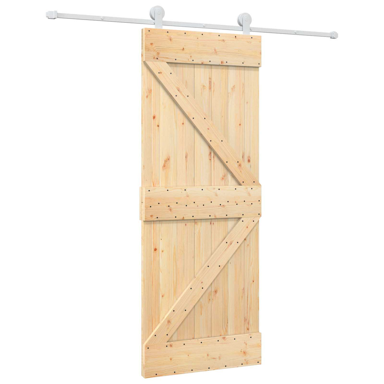 Porte coulissante naturelle et blanche 80 x 210 cm 