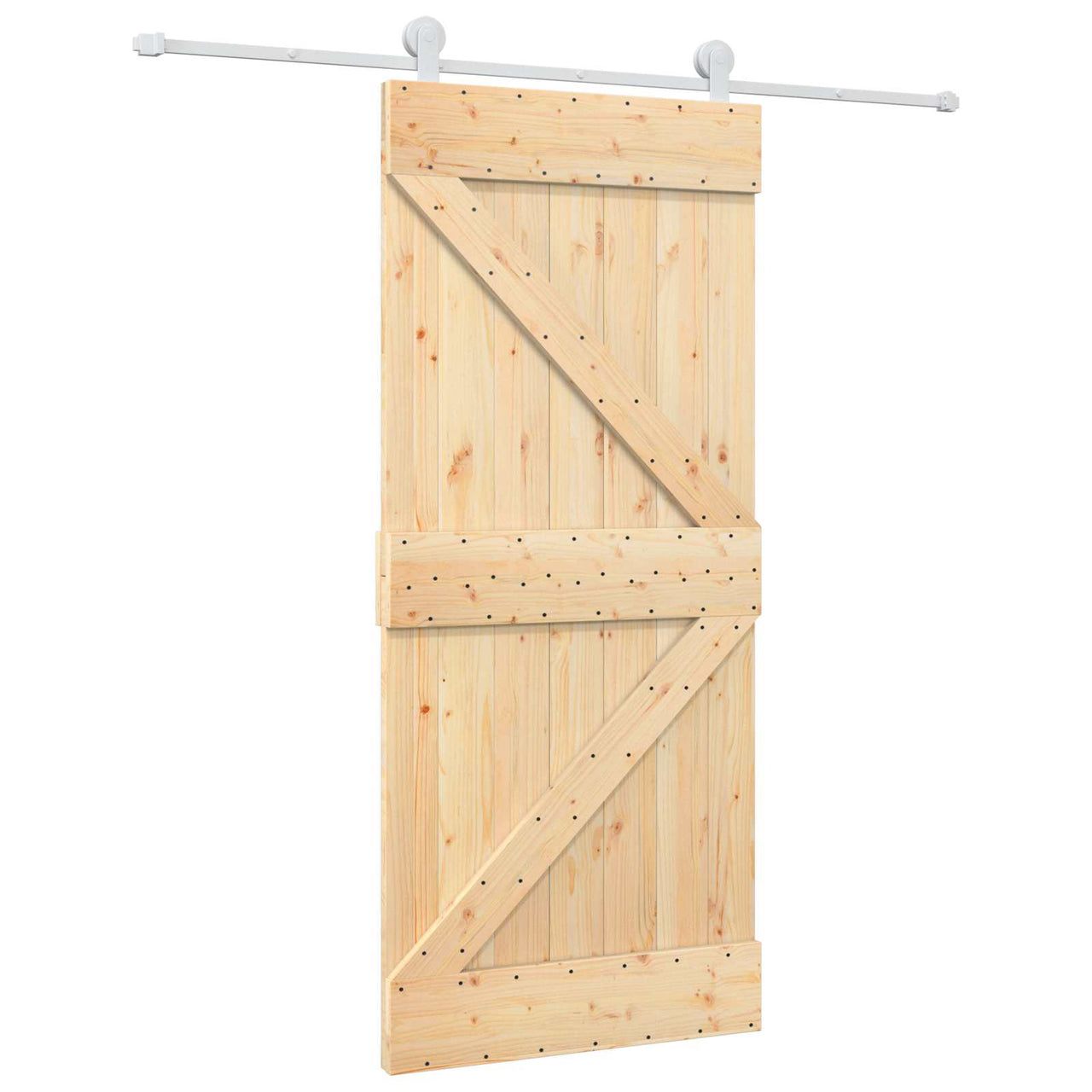 Puerta Corredera Madera de Pino Natural y Blanco 90 x 210 cm