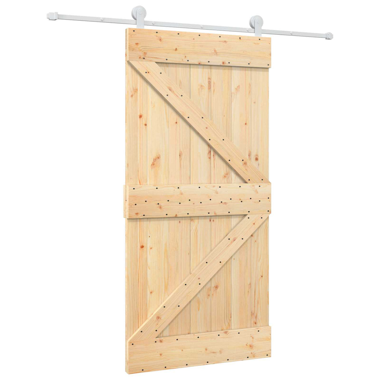 Porte coulissante naturelle et blanche 100 x 210 cm 