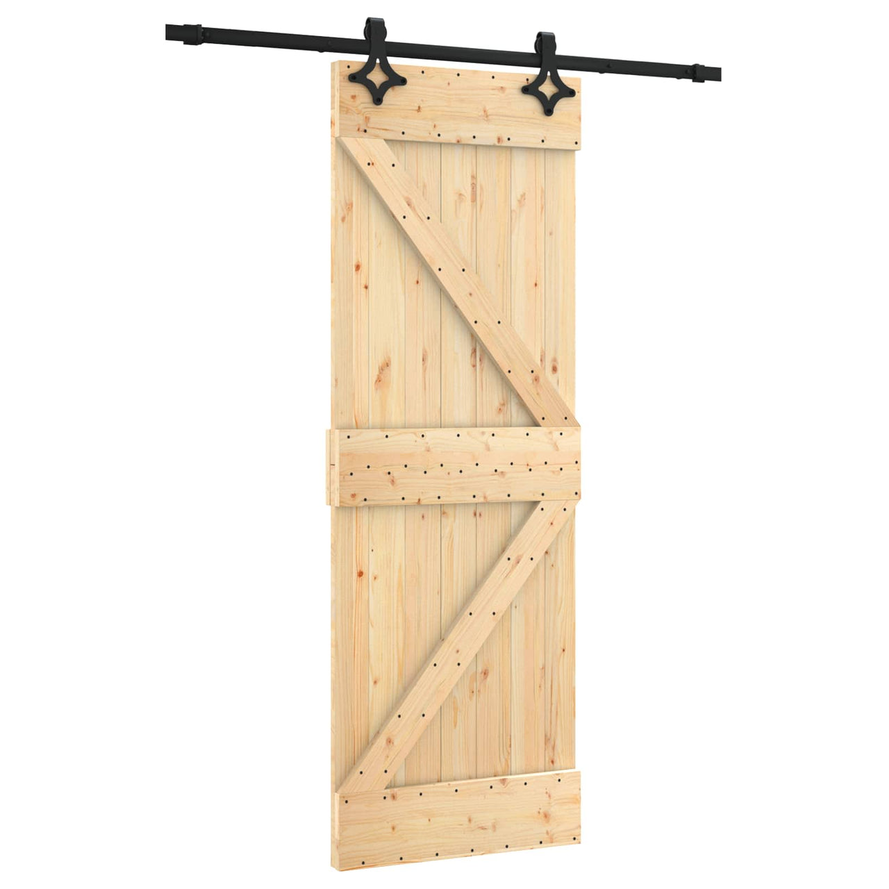 Porte coulissante naturelle et noire 70 x 210 cm 