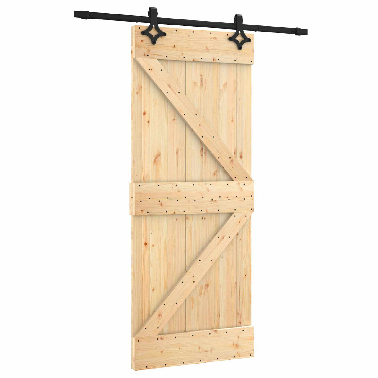 Porte coulissante naturelle et noire 85 x 210 cm 