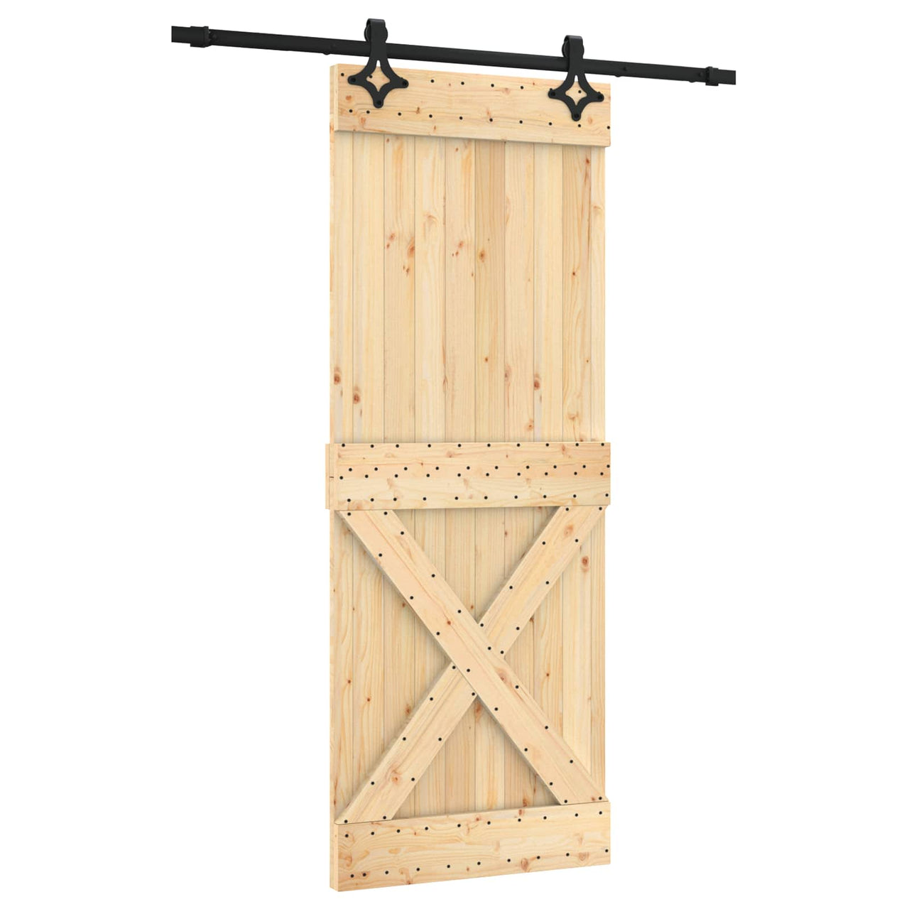 Porte coulissante naturelle et noire 80 x 210 cm 
