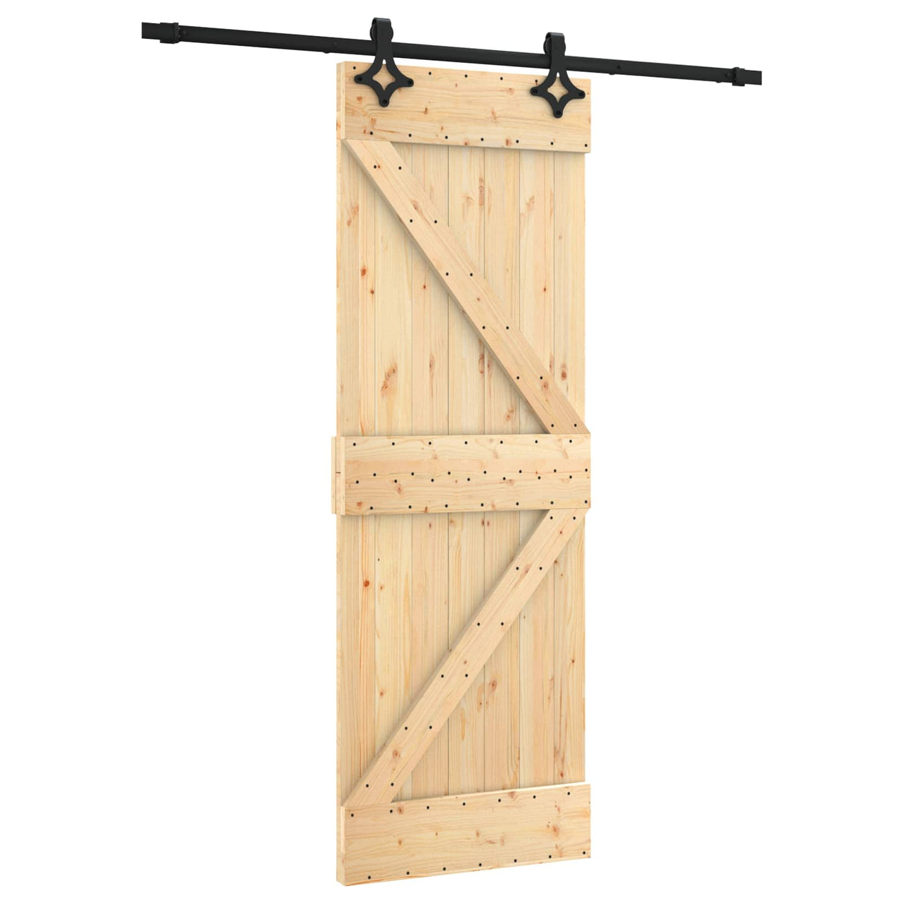 Porte coulissante naturelle et noire 70 x 210 cm 