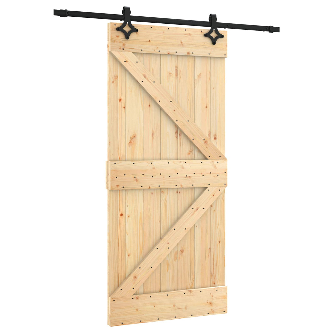 Porte coulissante naturelle et noire 95 x 210 cm 