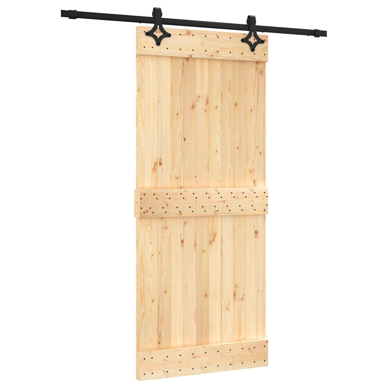 Porte coulissante naturelle et noire 90 x 210 cm 