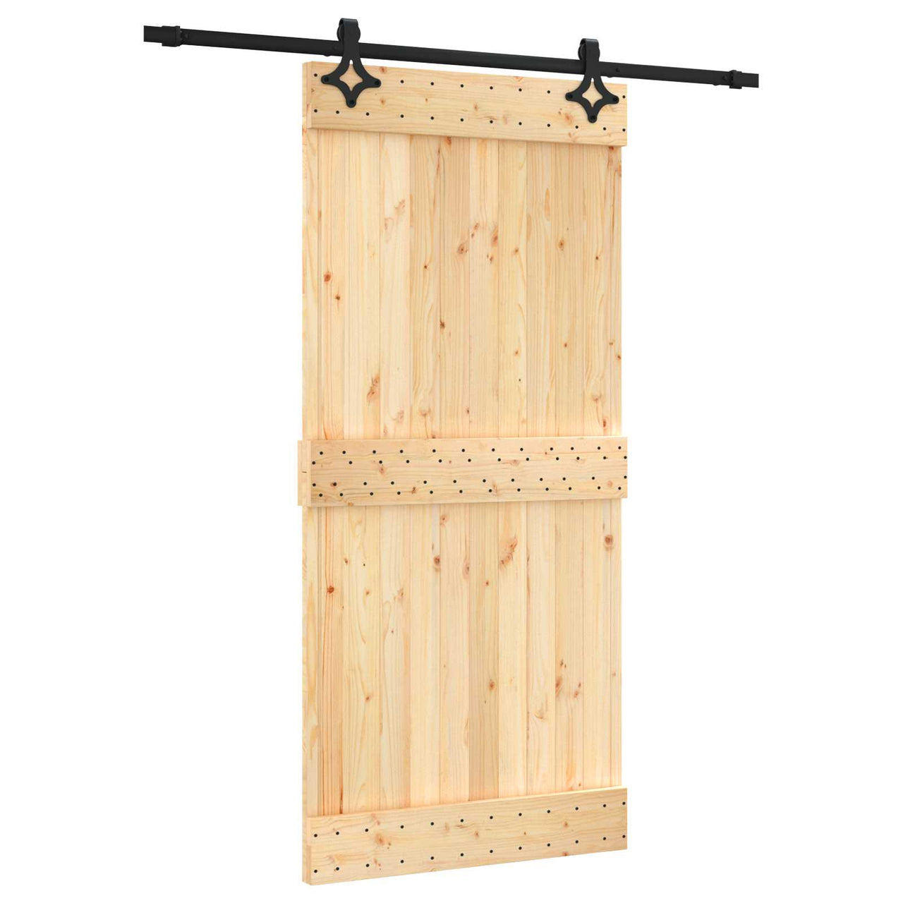 Porte coulissante naturelle et noire 95 x 210 cm 