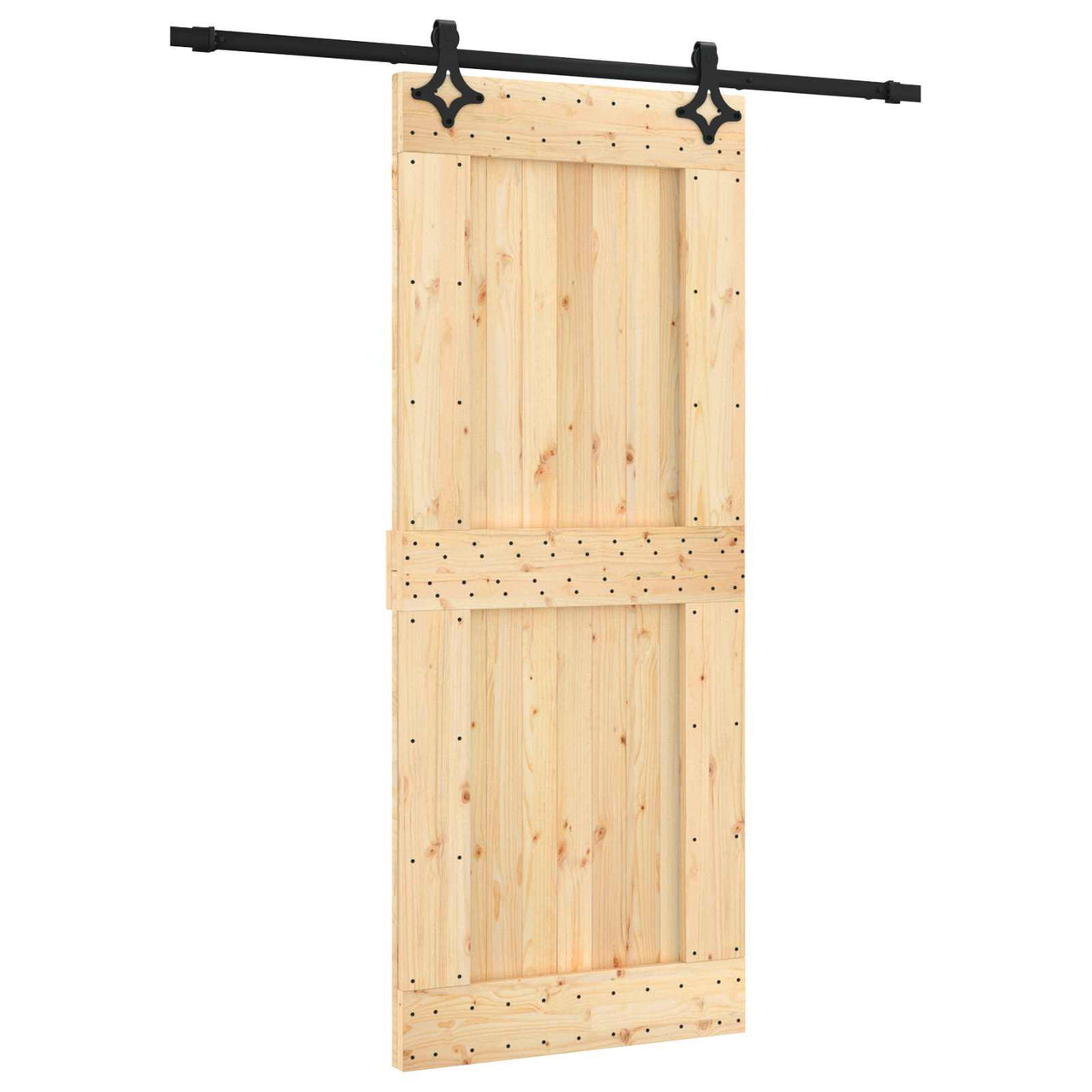 Porte coulissante naturelle et noire 85 x 210 cm 