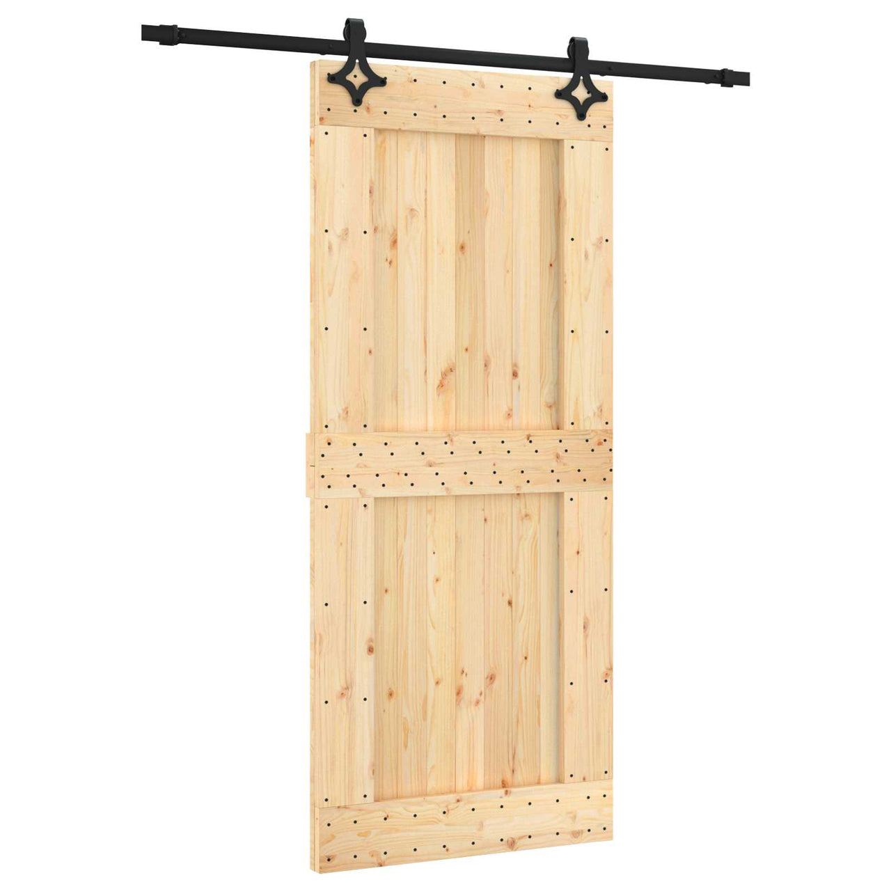 Porte coulissante naturelle et noire 90 x 210 cm 
