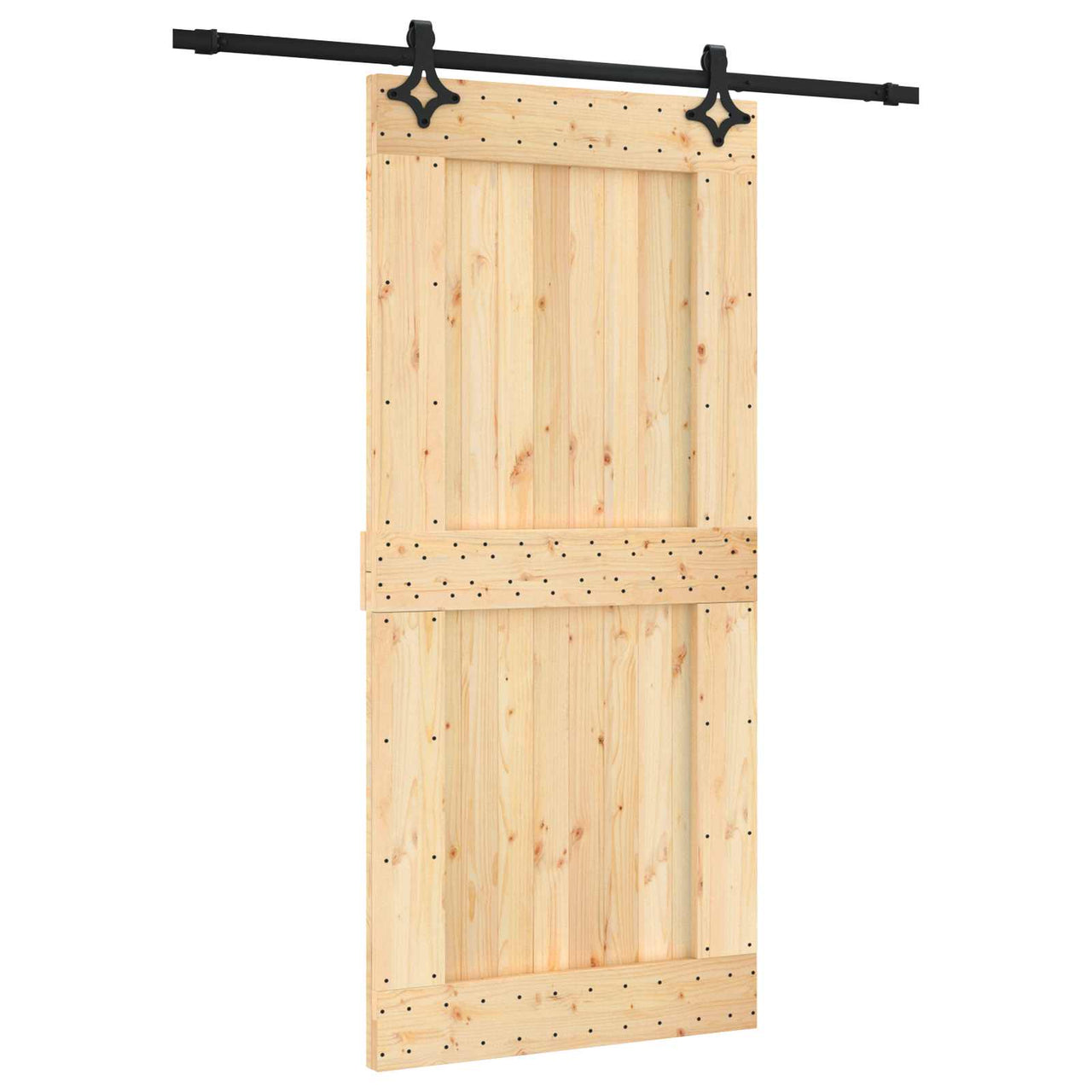 Porte coulissante naturelle et noire 95 x 210 cm 