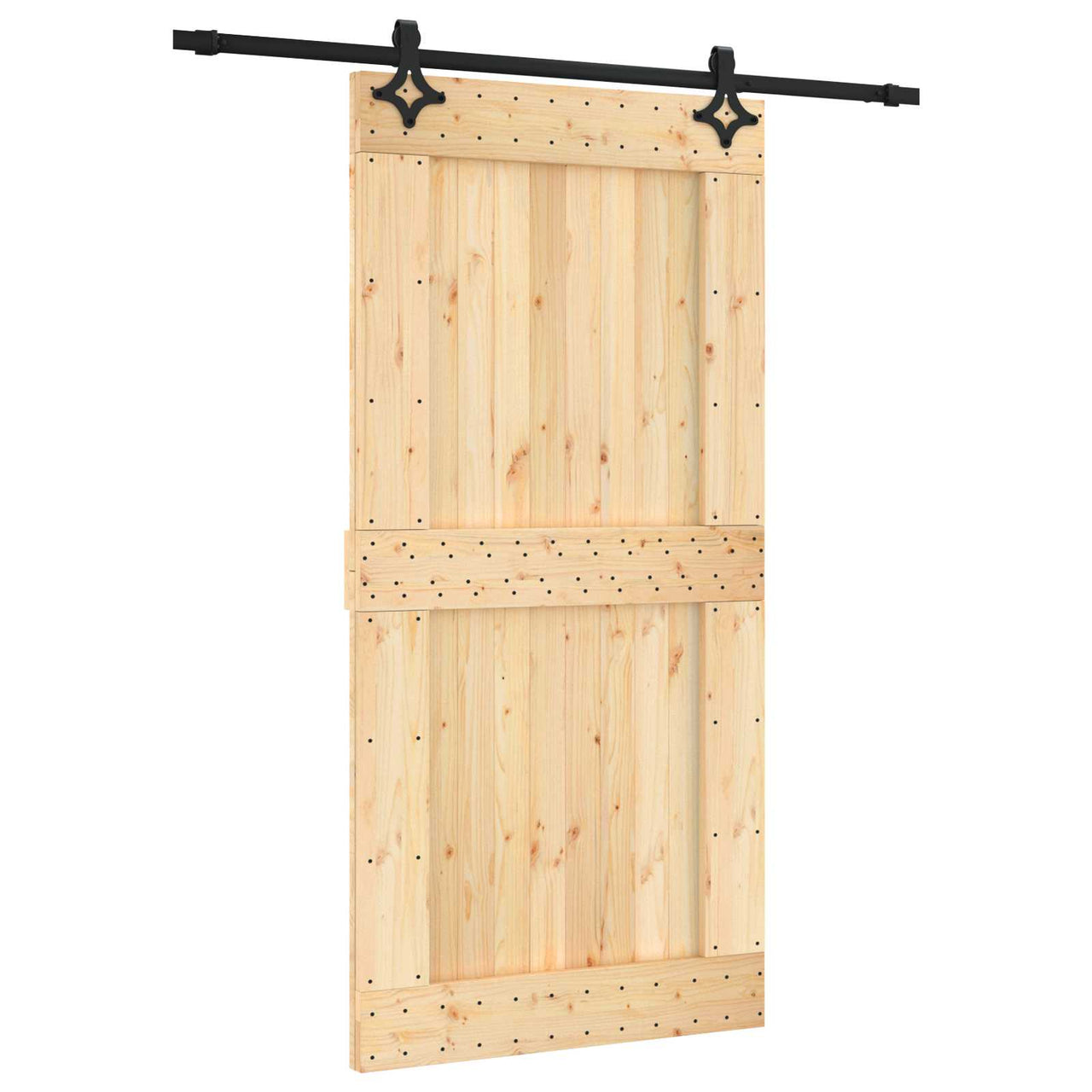 Porte coulissante naturelle et noire 100 x 210 cm 