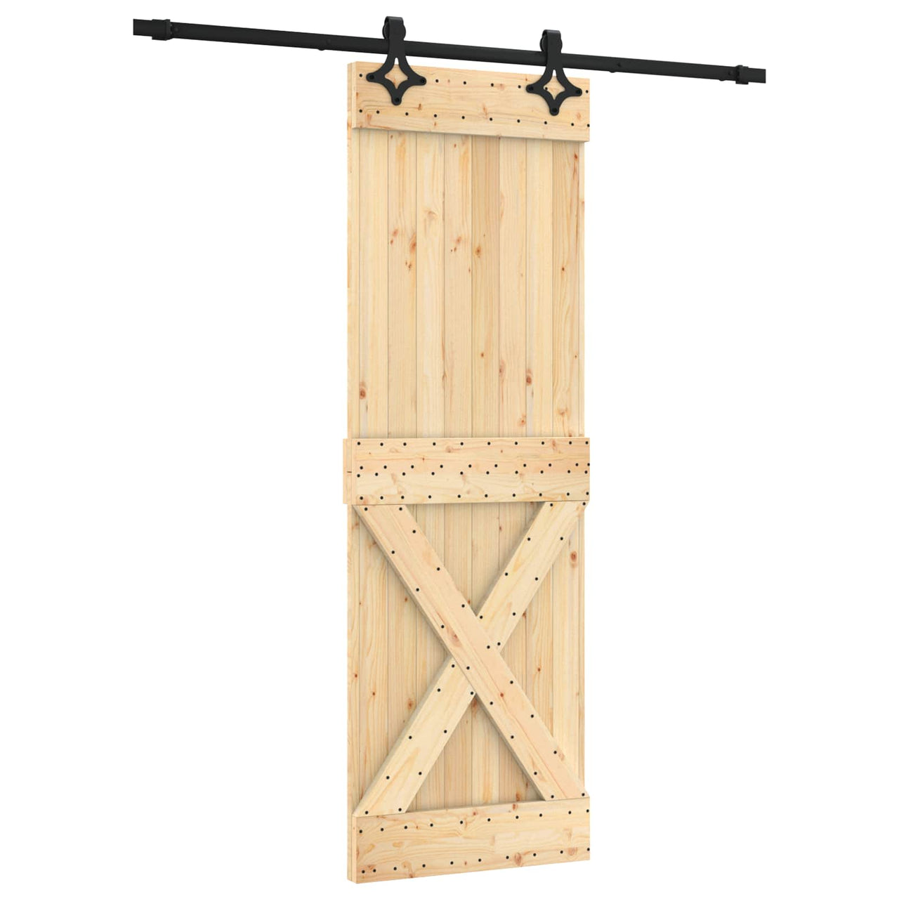 Porte coulissante naturelle et noire 70 x 210 cm 