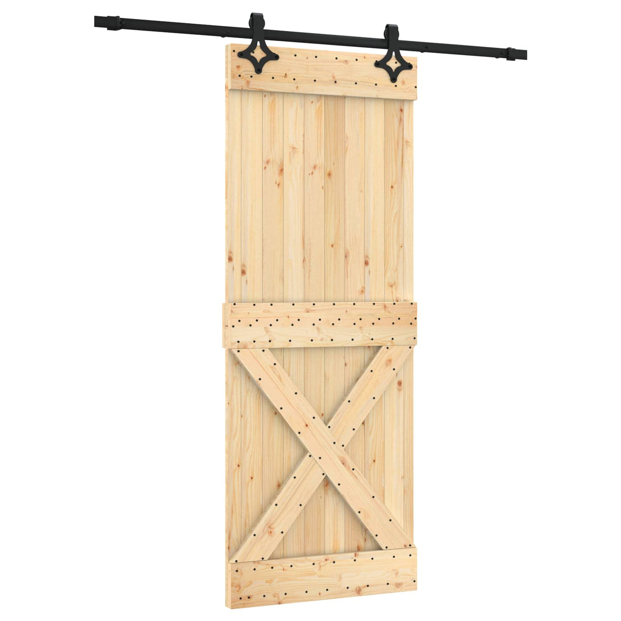 Porte coulissante naturelle et noire 80 x 210 cm 