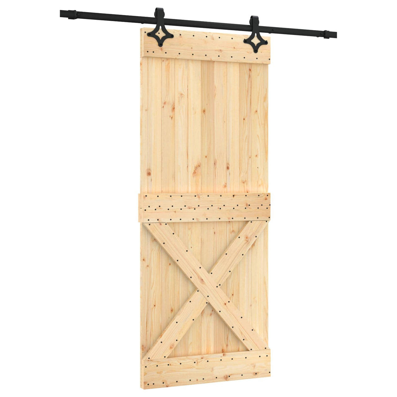 Porte coulissante naturelle et noire 85 x 210 cm 