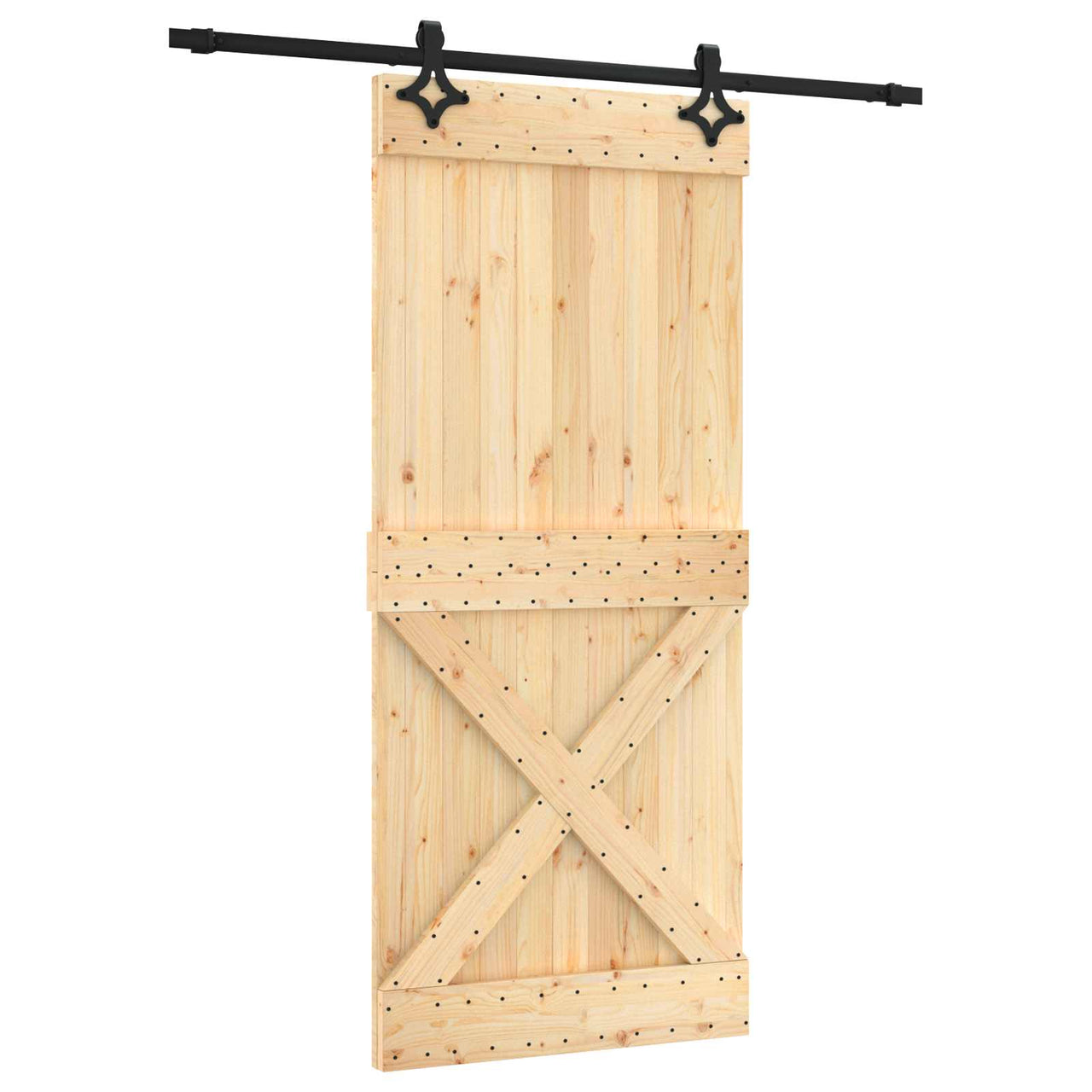 Porte coulissante naturelle et noire 90 x 210 cm 