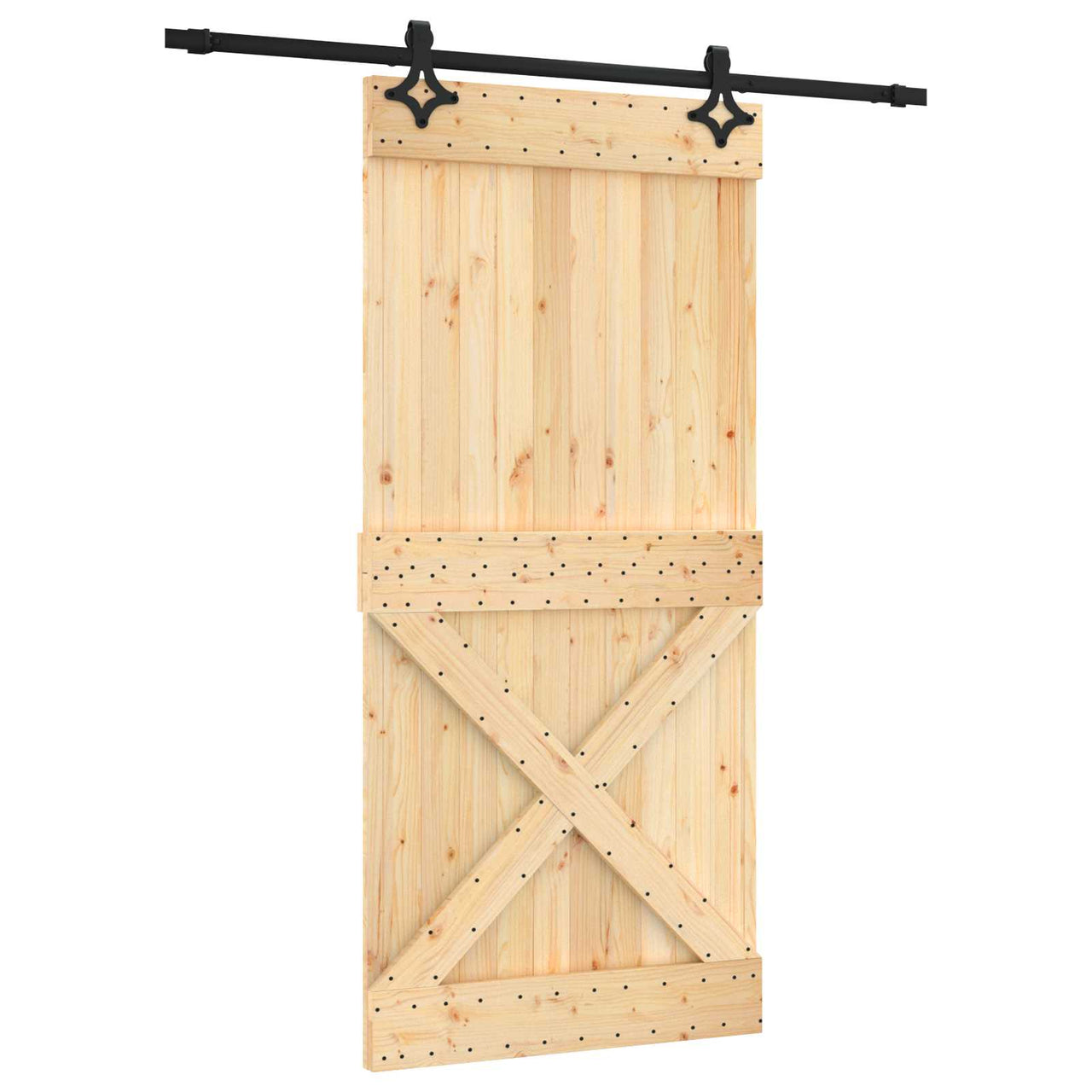 Porte coulissante naturelle et noire 95 x 210 cm 