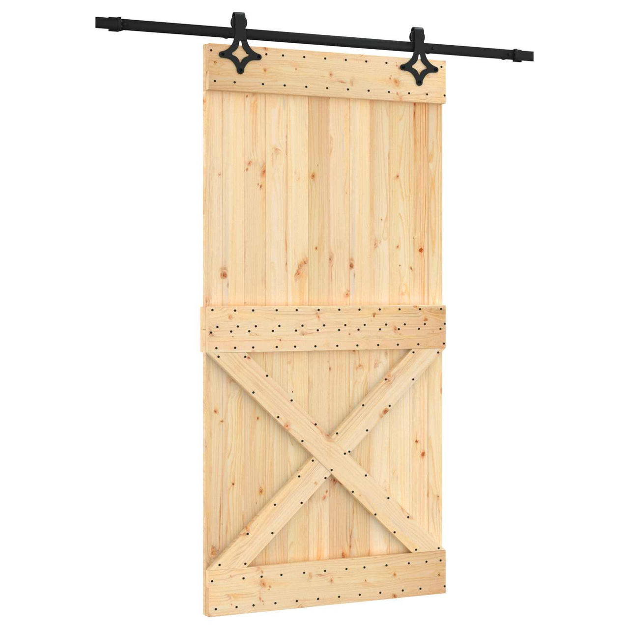 Porte coulissante naturelle et noire 100 x 210 cm 