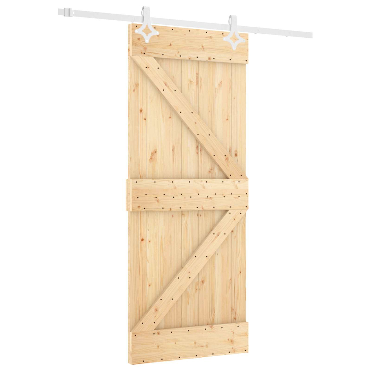 Puerta Corredera Madera de Pino Natural y Blanco 80 x 210 cm