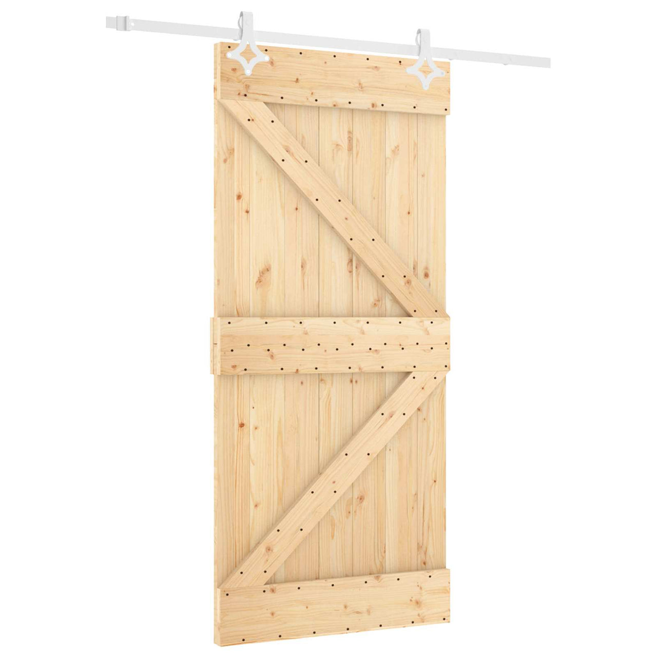 Porte coulissante naturel et blanc 90 x 210 cm 