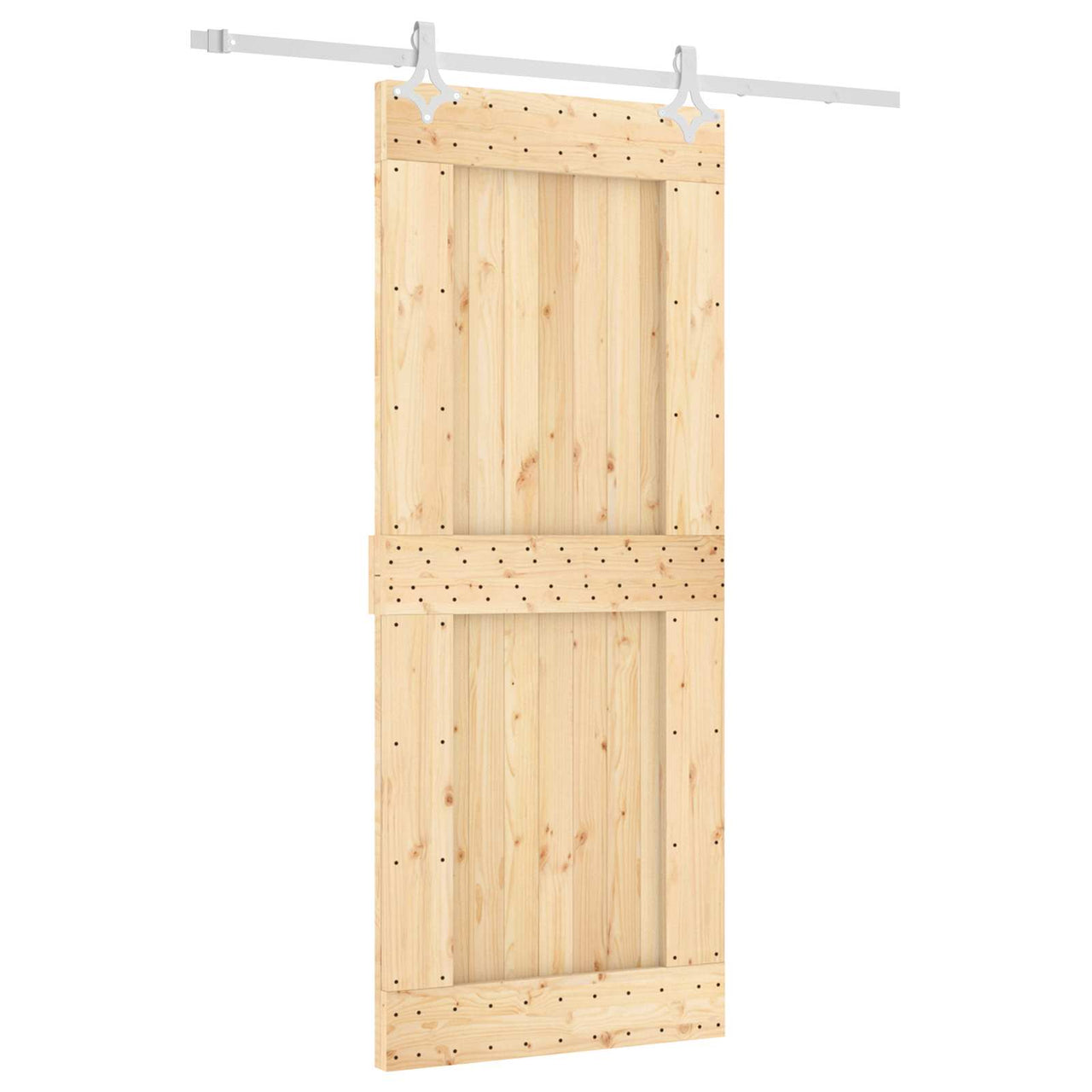 Porte coulissante naturelle et blanche 85 x 210 cm 