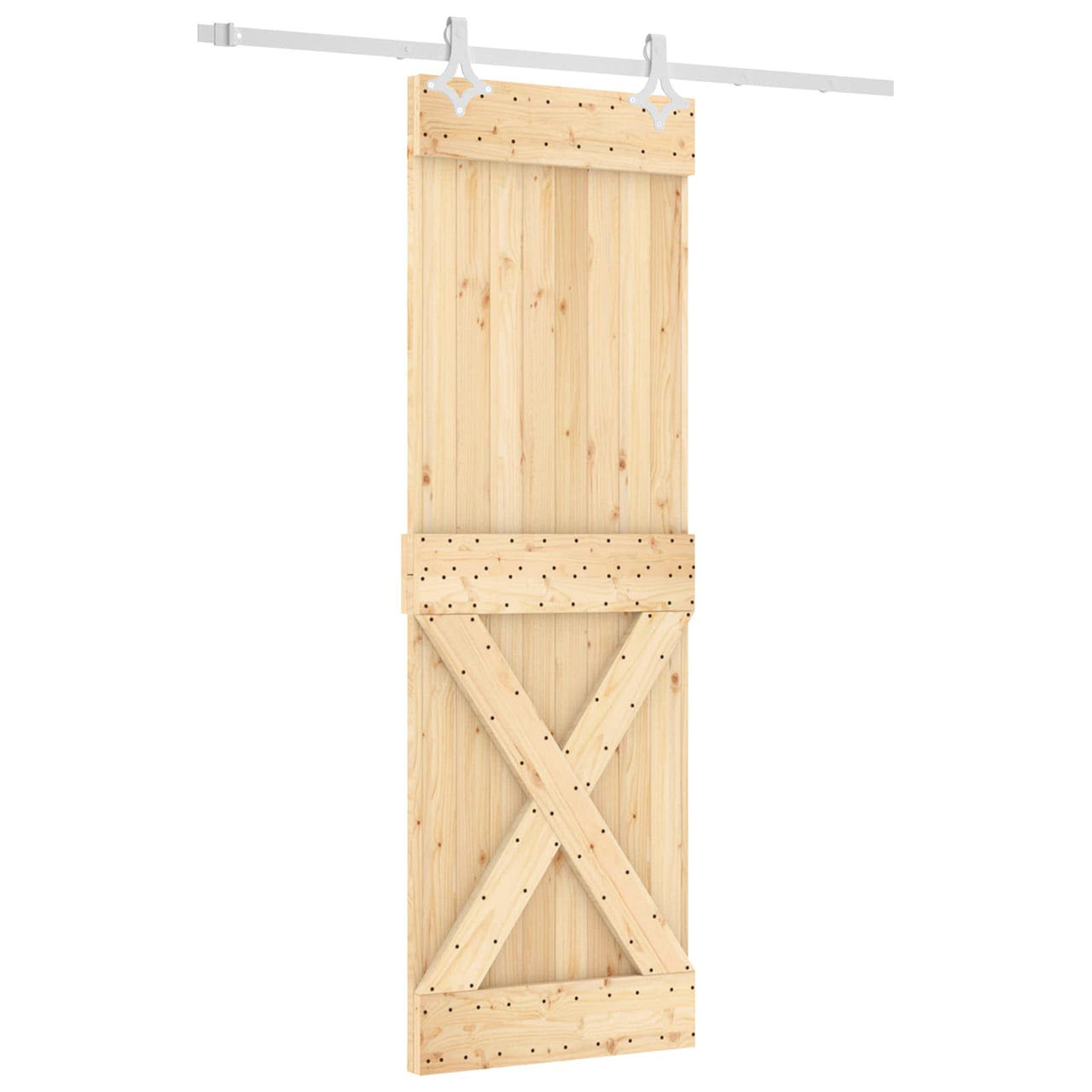Porte coulissante naturel et blanc 70 x 210 cm 