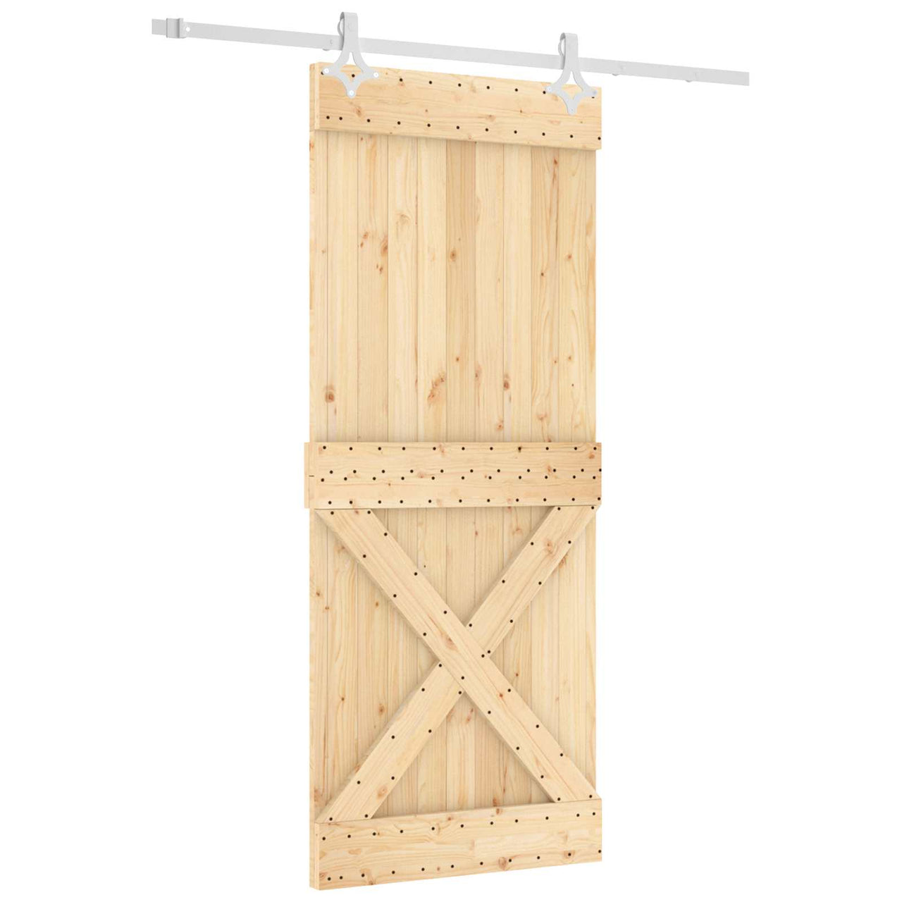 Porte coulissante naturel et blanc 85 x 210 cm 