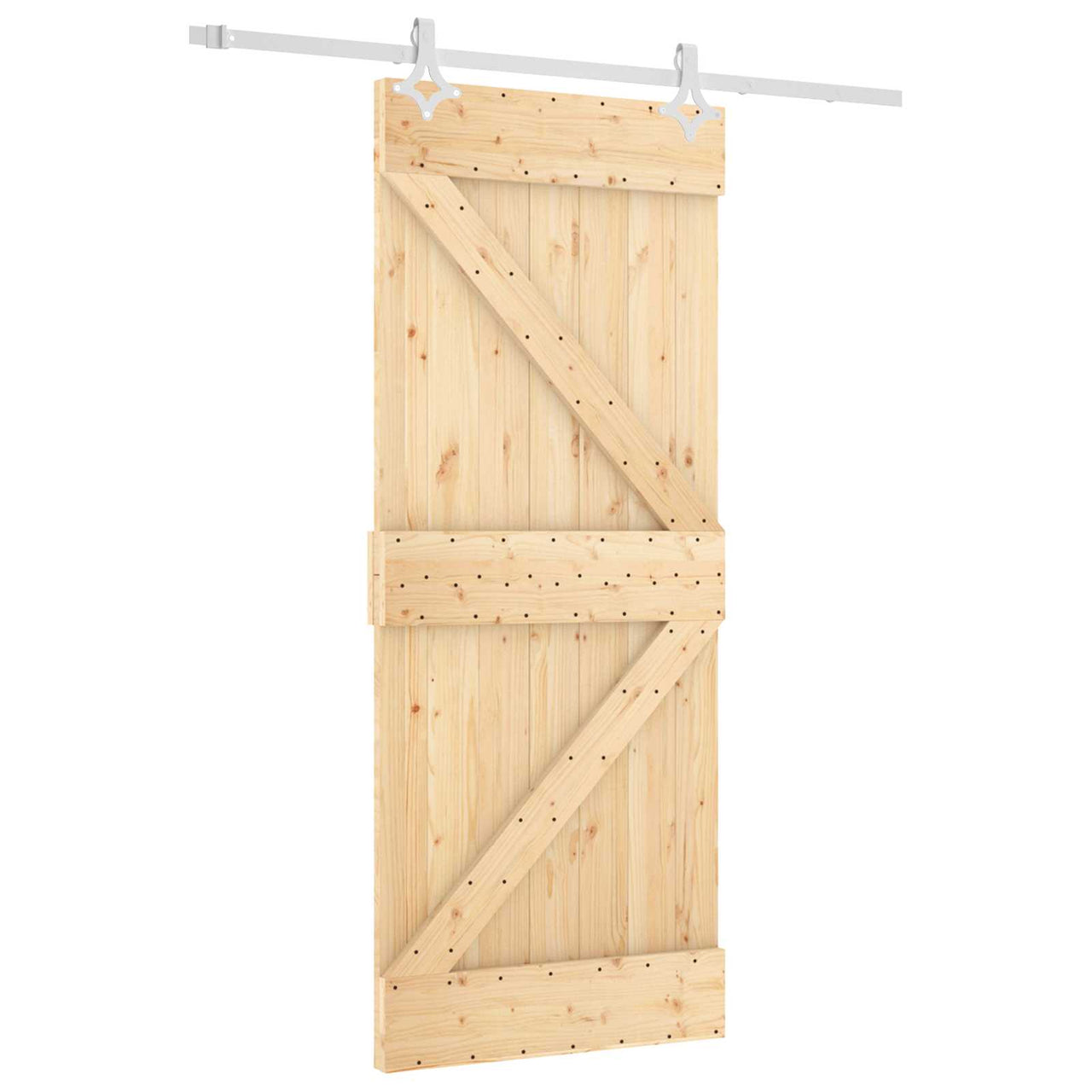 Porte coulissante naturelle et blanche 85 x 210 cm 