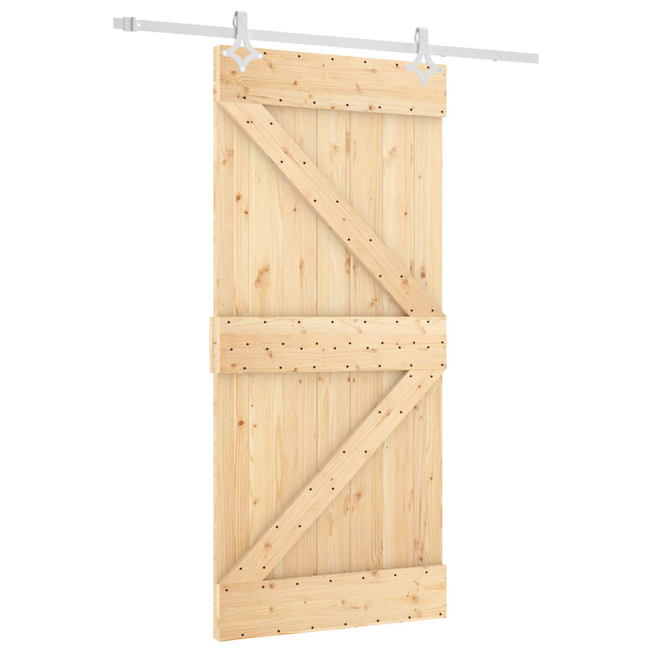 Porte coulissante naturelle et blanche 95 x 210 cm 