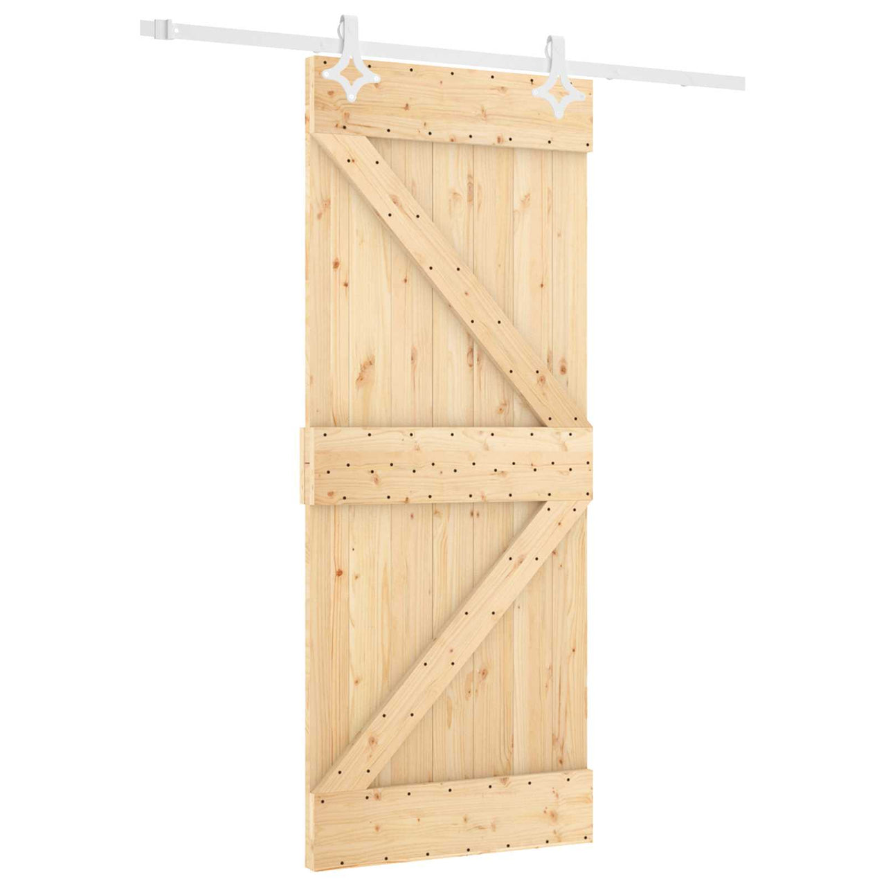 Porte coulissante naturelle et blanche 80 x 210 cm 