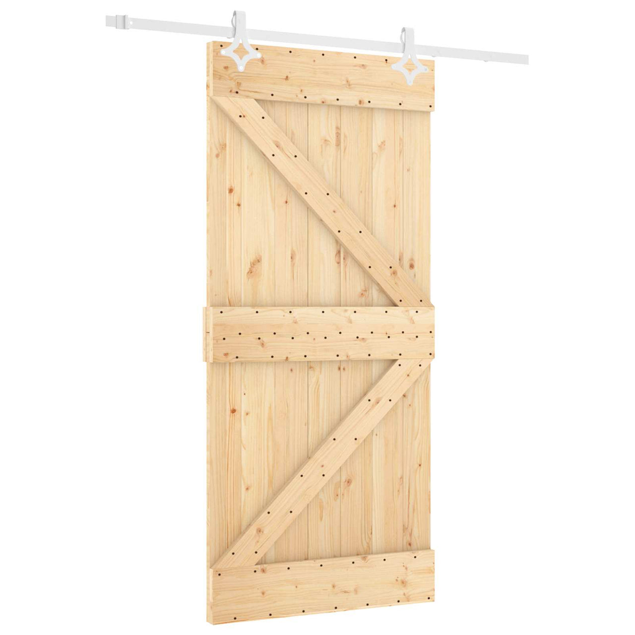 Porte coulissante naturelle et blanche 90 x 210 cm 