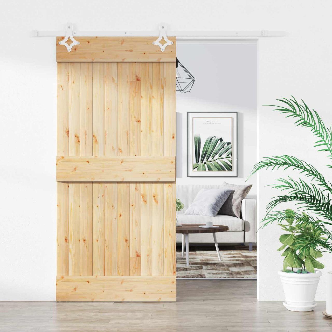 Puerta Corredera Natural y Blanco 95 x 210 cm