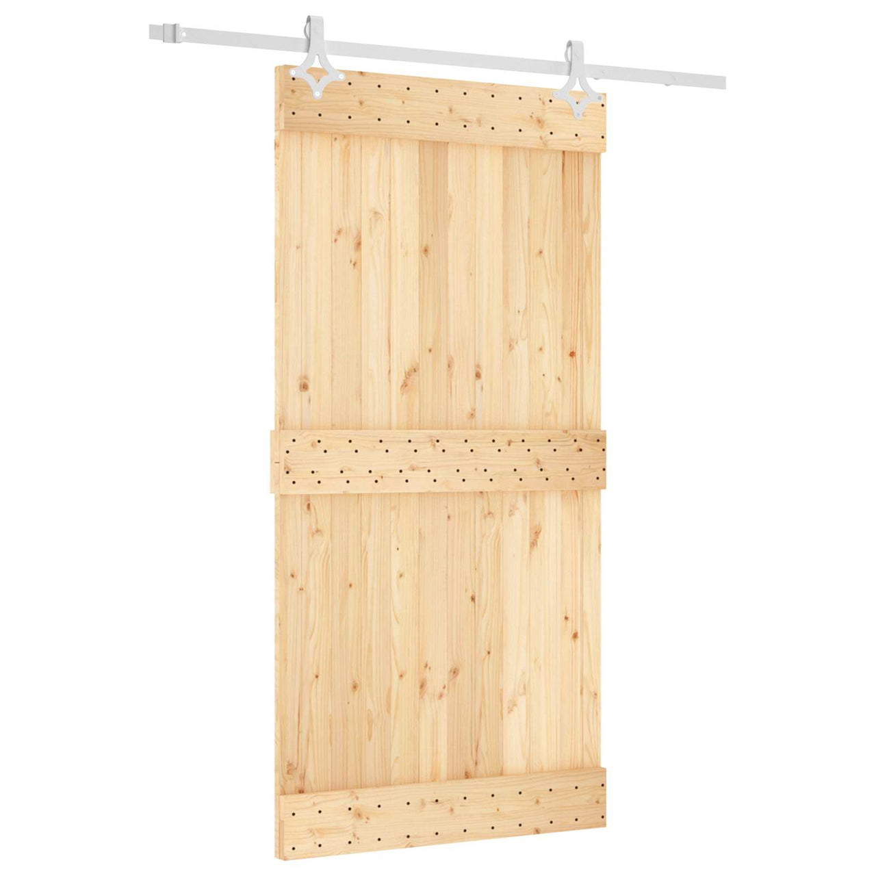 Porte coulissante naturelle et blanche 100 x 210 cm 