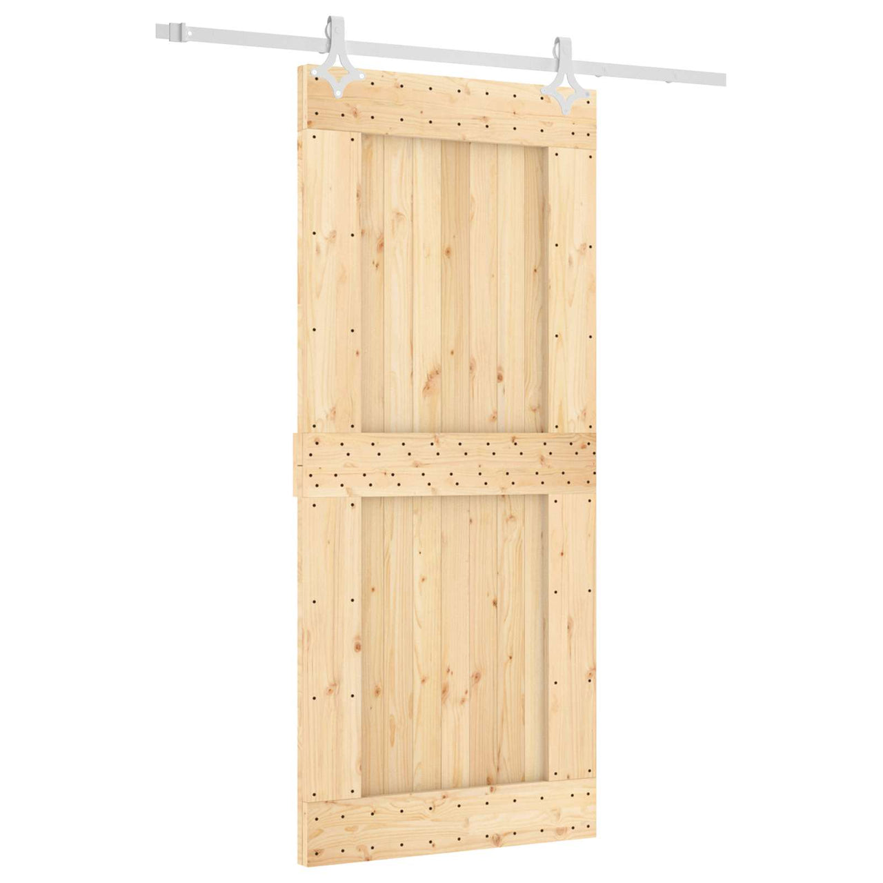Porte coulissante naturelle et blanche 90 x 210 cm 