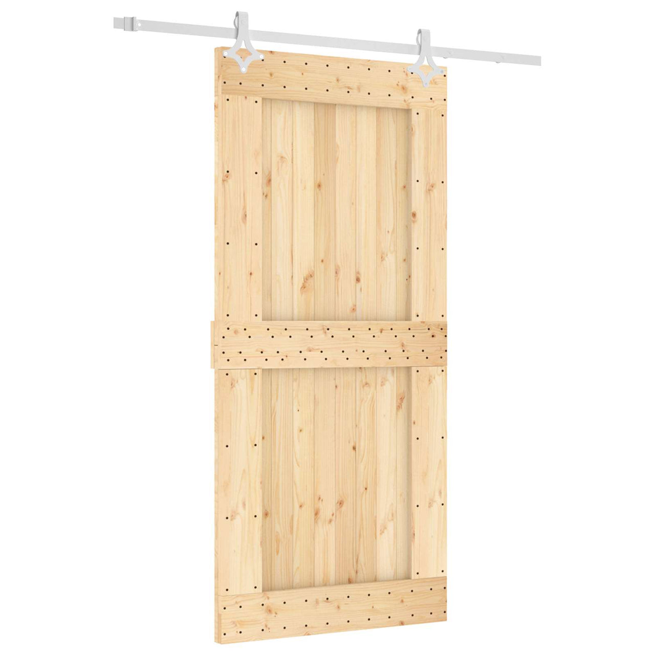 Porte coulissante naturelle et blanche 95 x 210 cm 