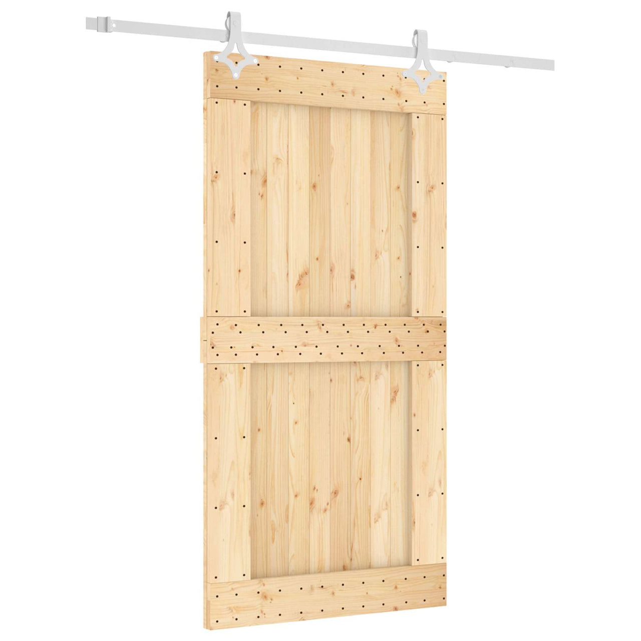 Porte coulissante naturelle et blanche 100 x 210 cm 
